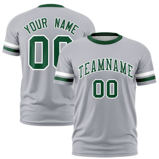 Camiseta deportiva personalizada con diseño de bloques de color gris, blanco y verde - Estilo 1