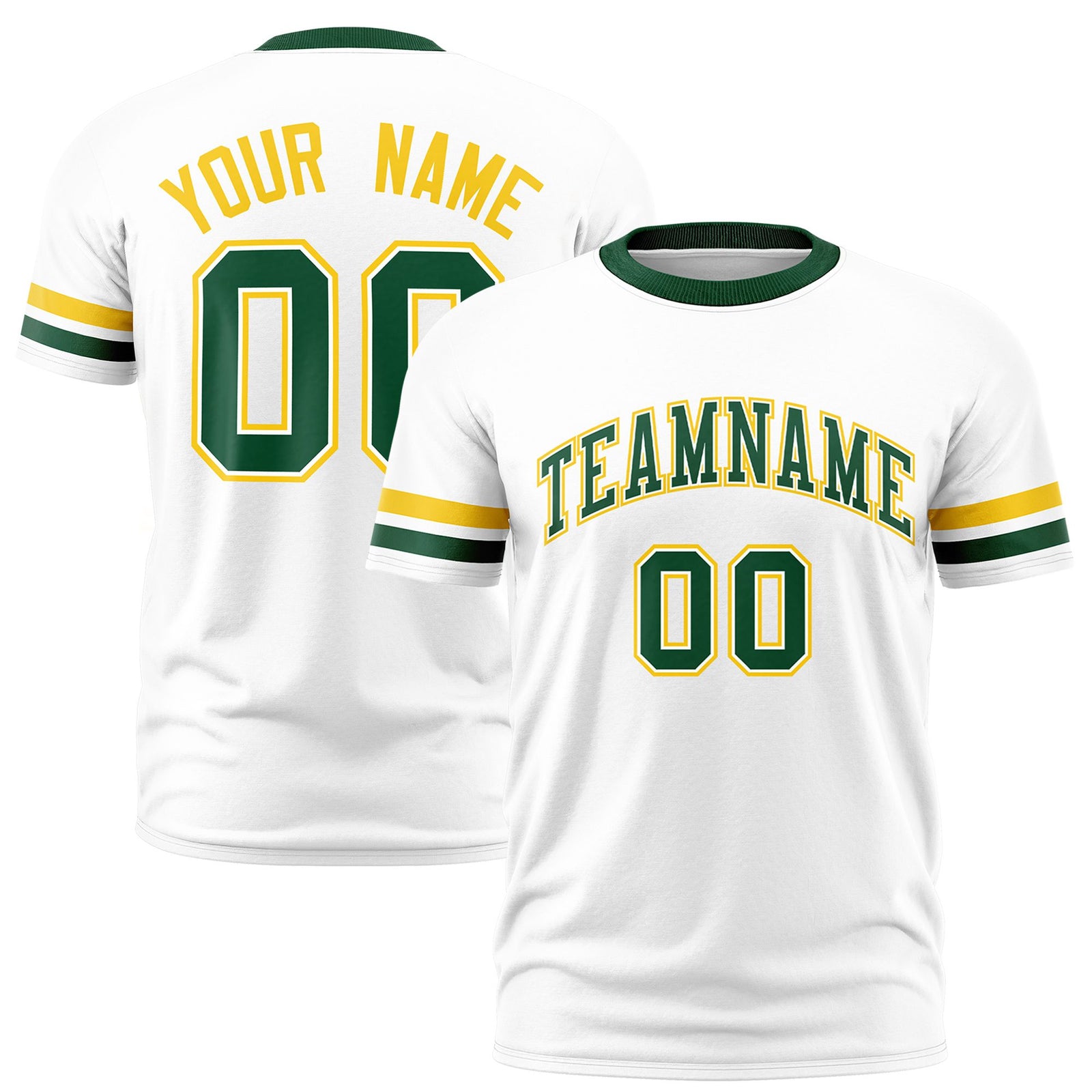 Custom White Gold01-Green Color Block Design Performance T-Shirt