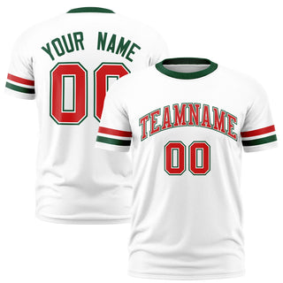 Camiseta deportiva personalizada con diseño de bloques de color blanco, rojo y verde - Estilo 1