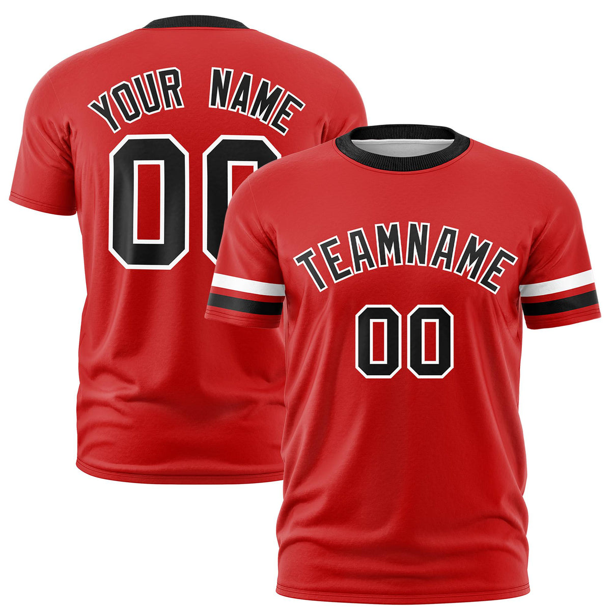 Custom Red White-Black Color Block Design Performance T-Shirt