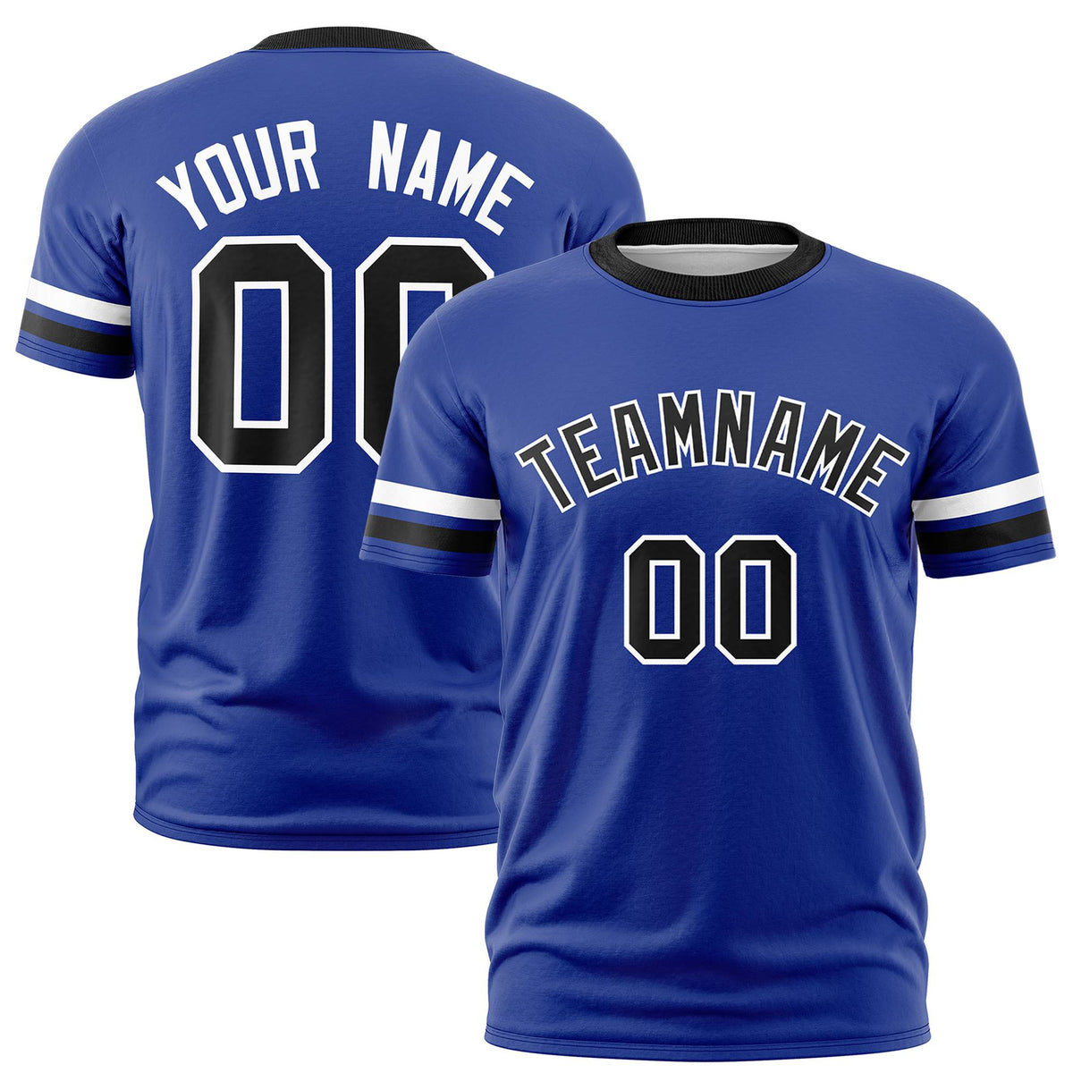 Custom Royal Blue White-Black Color Block Design Performance T-Shirt