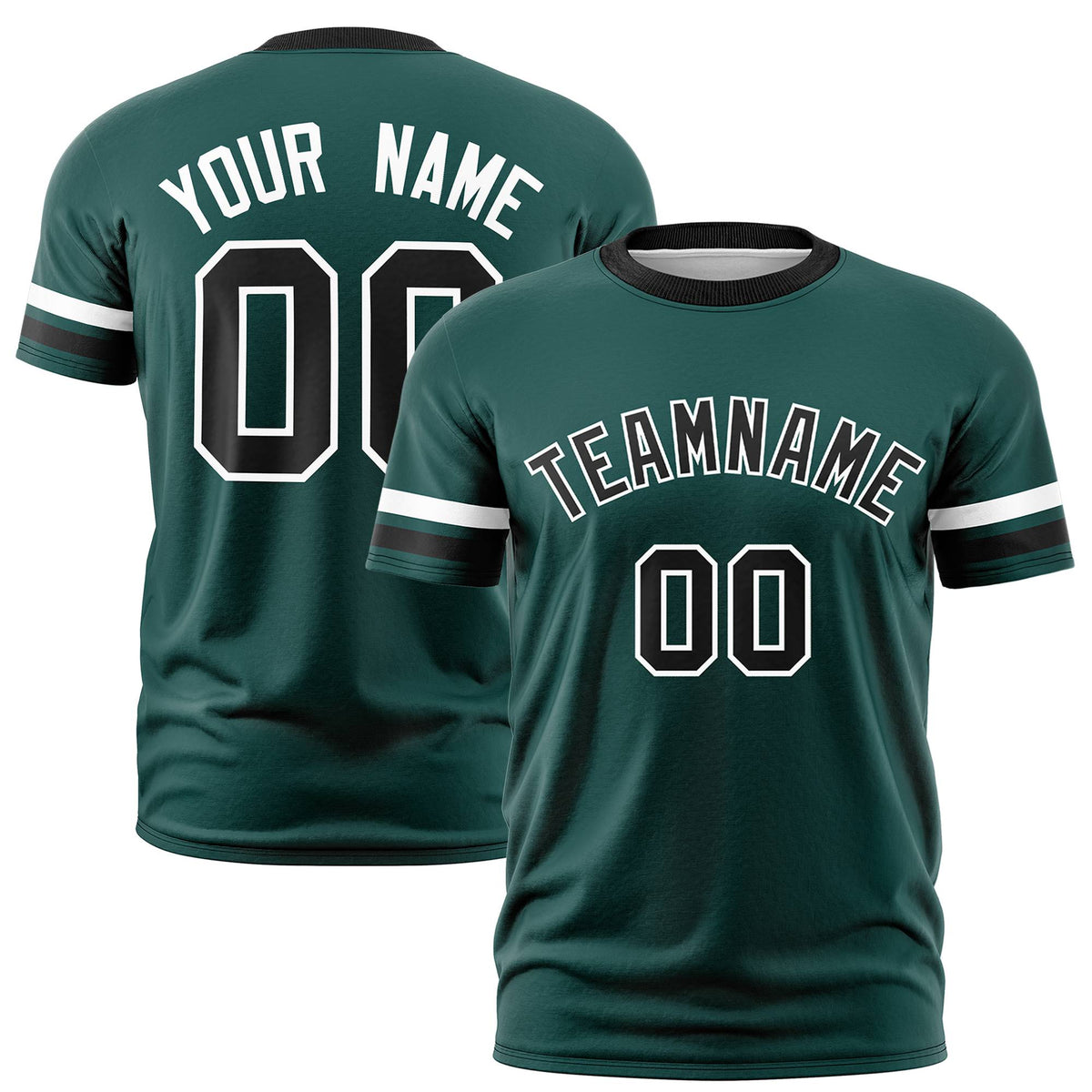 Custom Midnight Green White-Black Color Block Design Performance T-Shirt