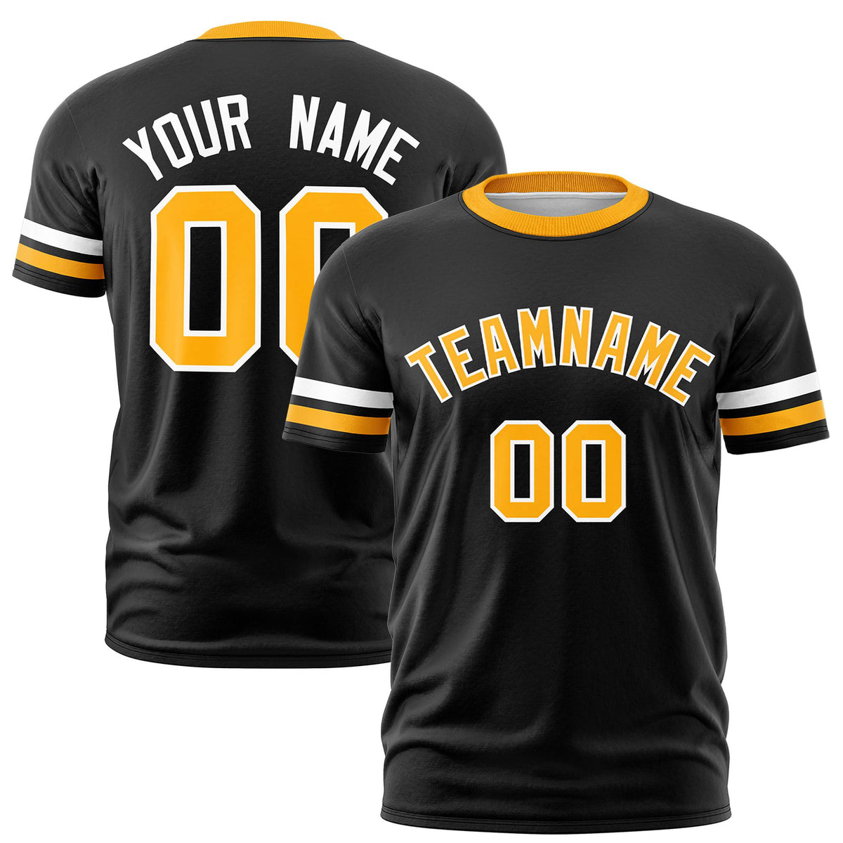 Custom Black White-Yellow Color Block Design Performance T-Shirt
