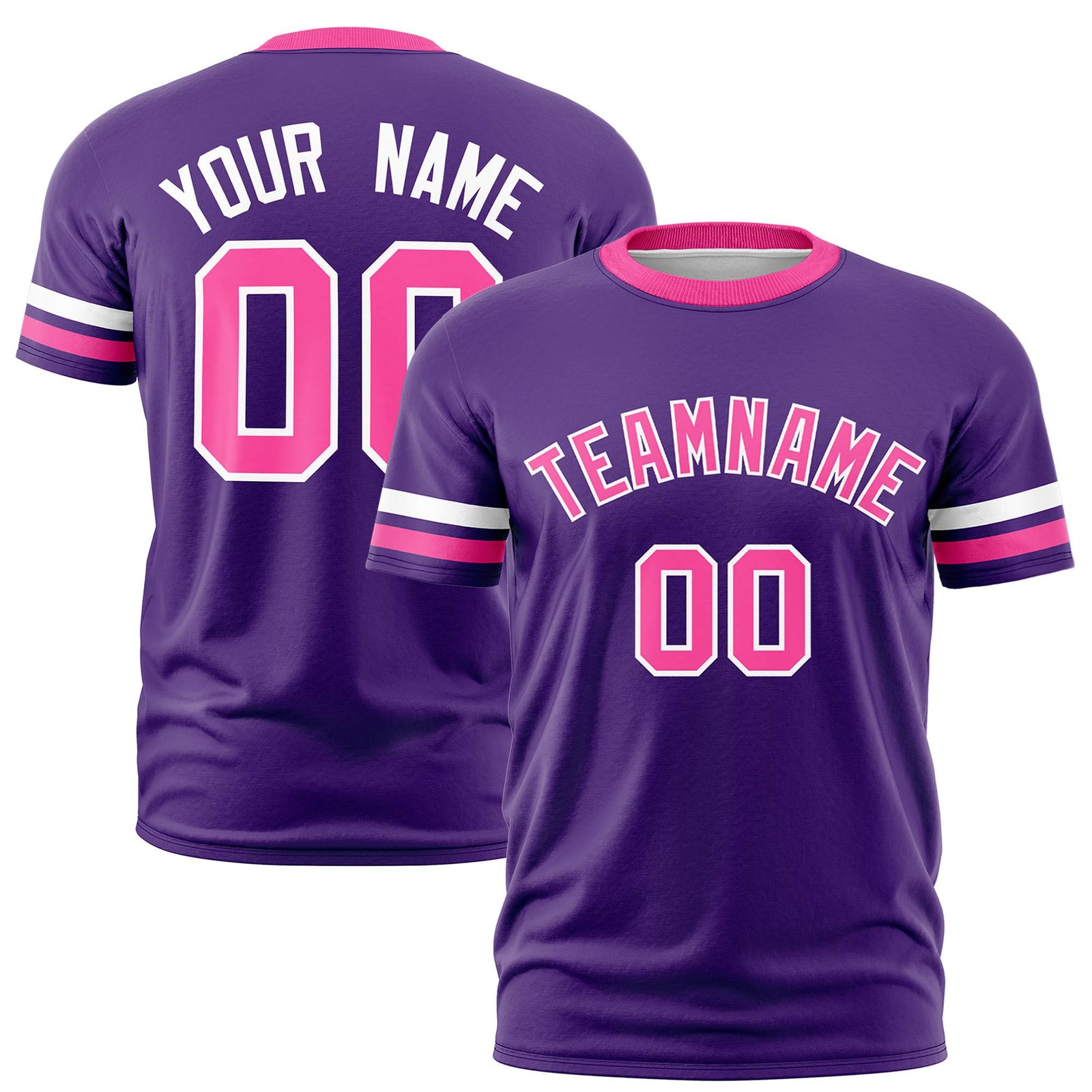 Custom Purple White-Pink Color Block Design Performance T-Shirt