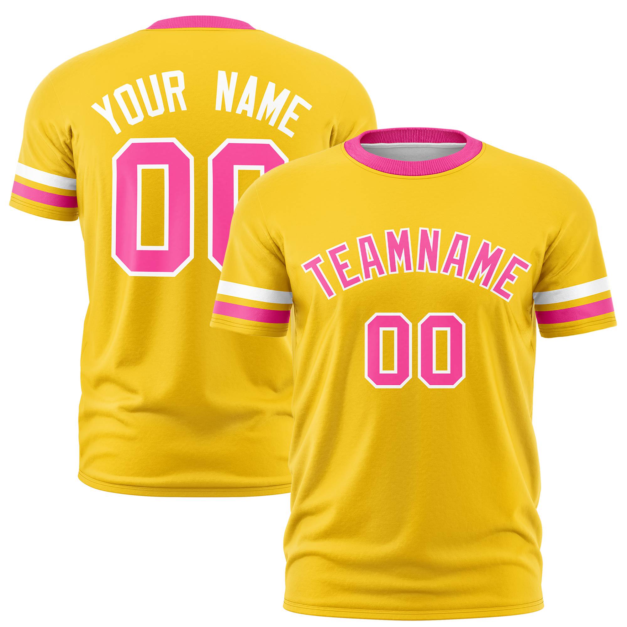 Custom Gold01 White-Pink Color Block Design Performance T-Shirt