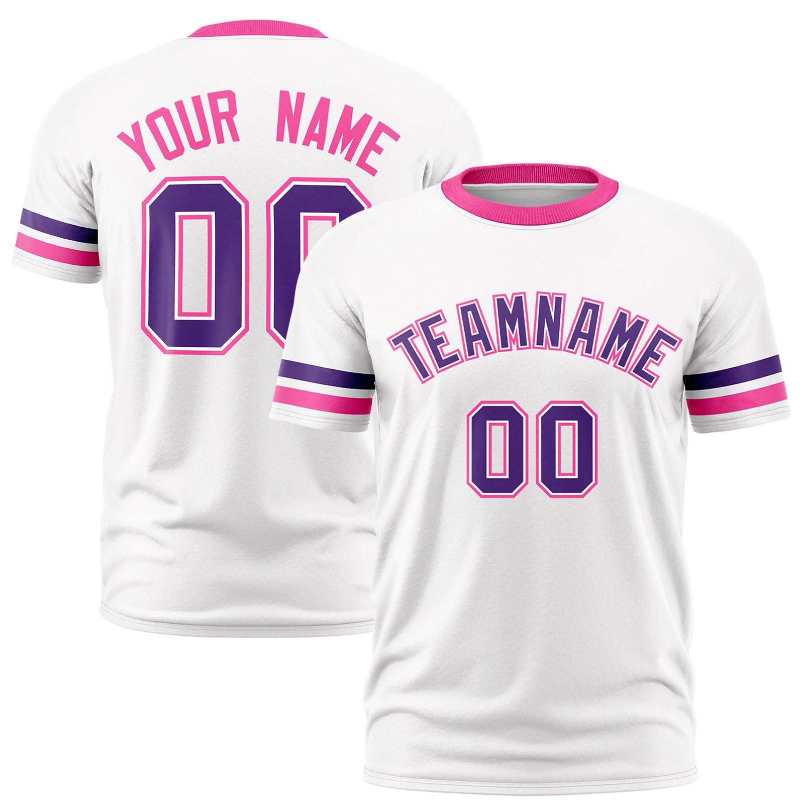 Custom White Purple-Pink Color Block Design Performance T-Shirt