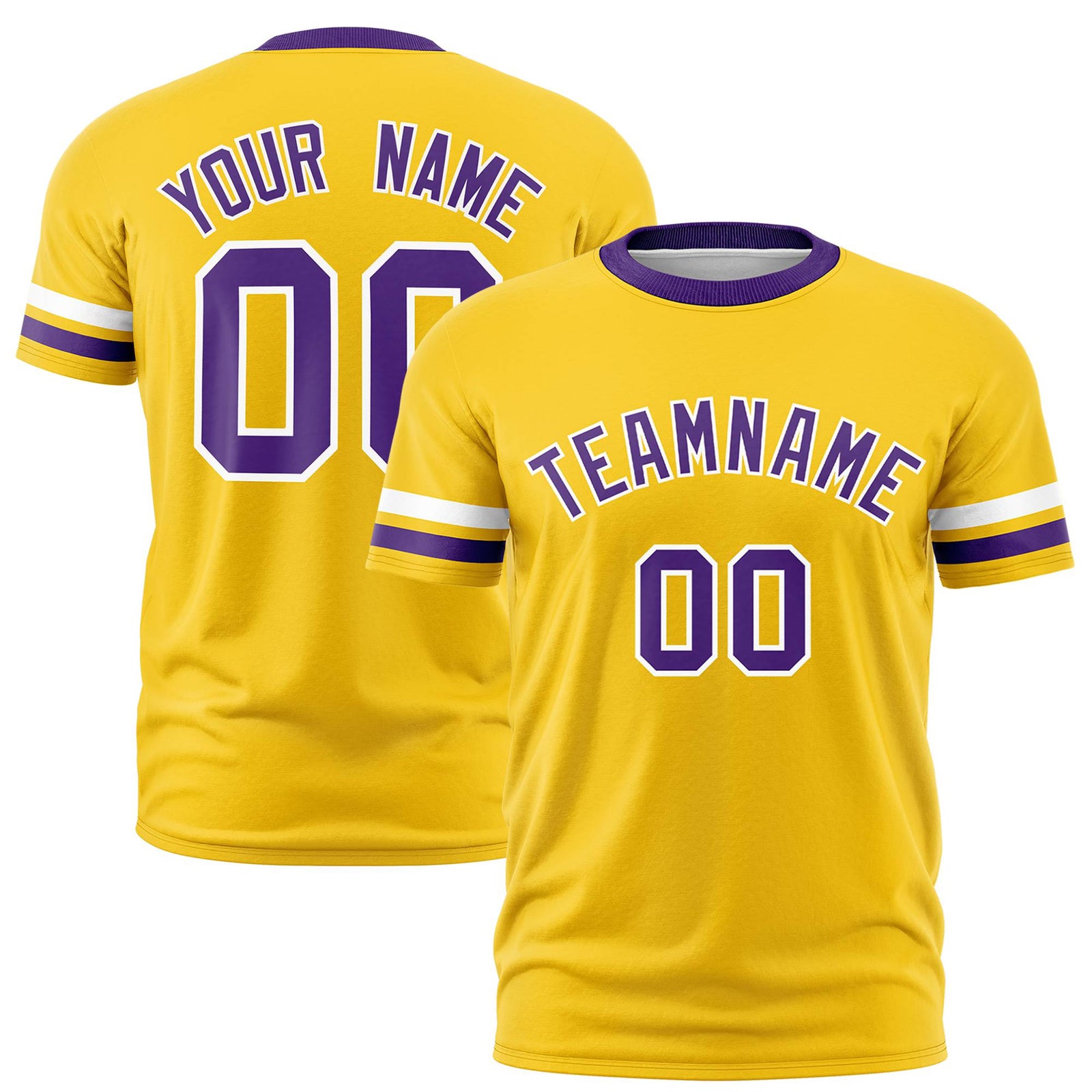 Custom Gold01 White-Purple Color Block Design Performance T-Shirt