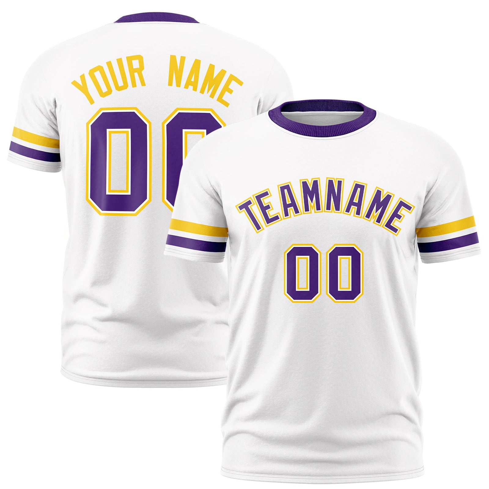 Custom White Gold01-Purple Color Block Design Performance T-Shirt