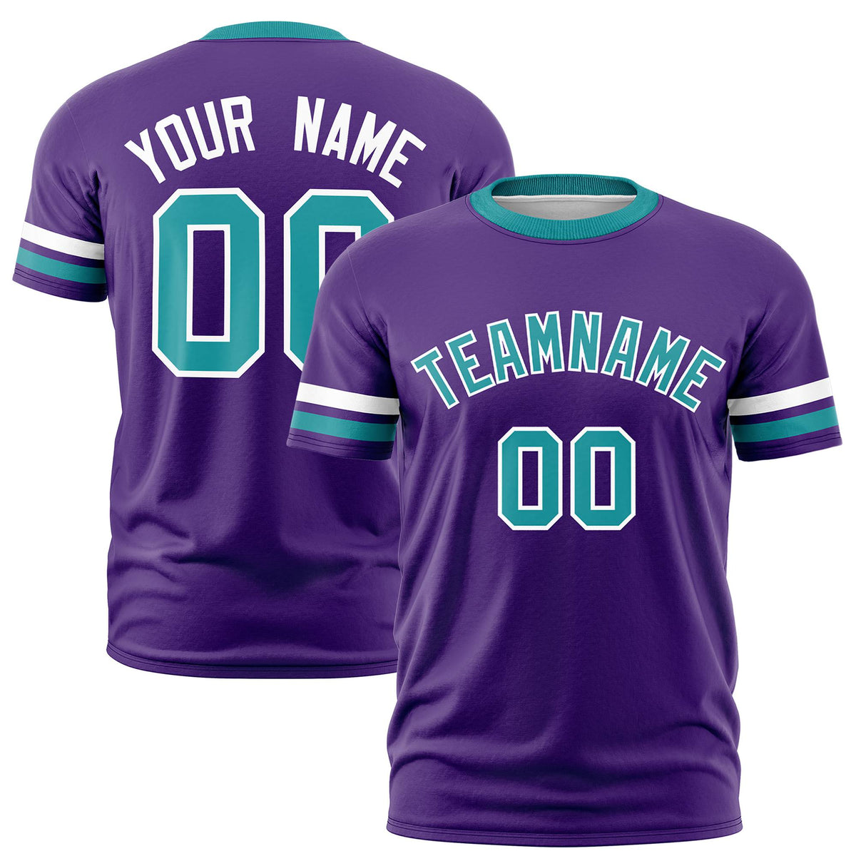 Custom Purple White-Aqua Color Block Design Performance T-Shirt