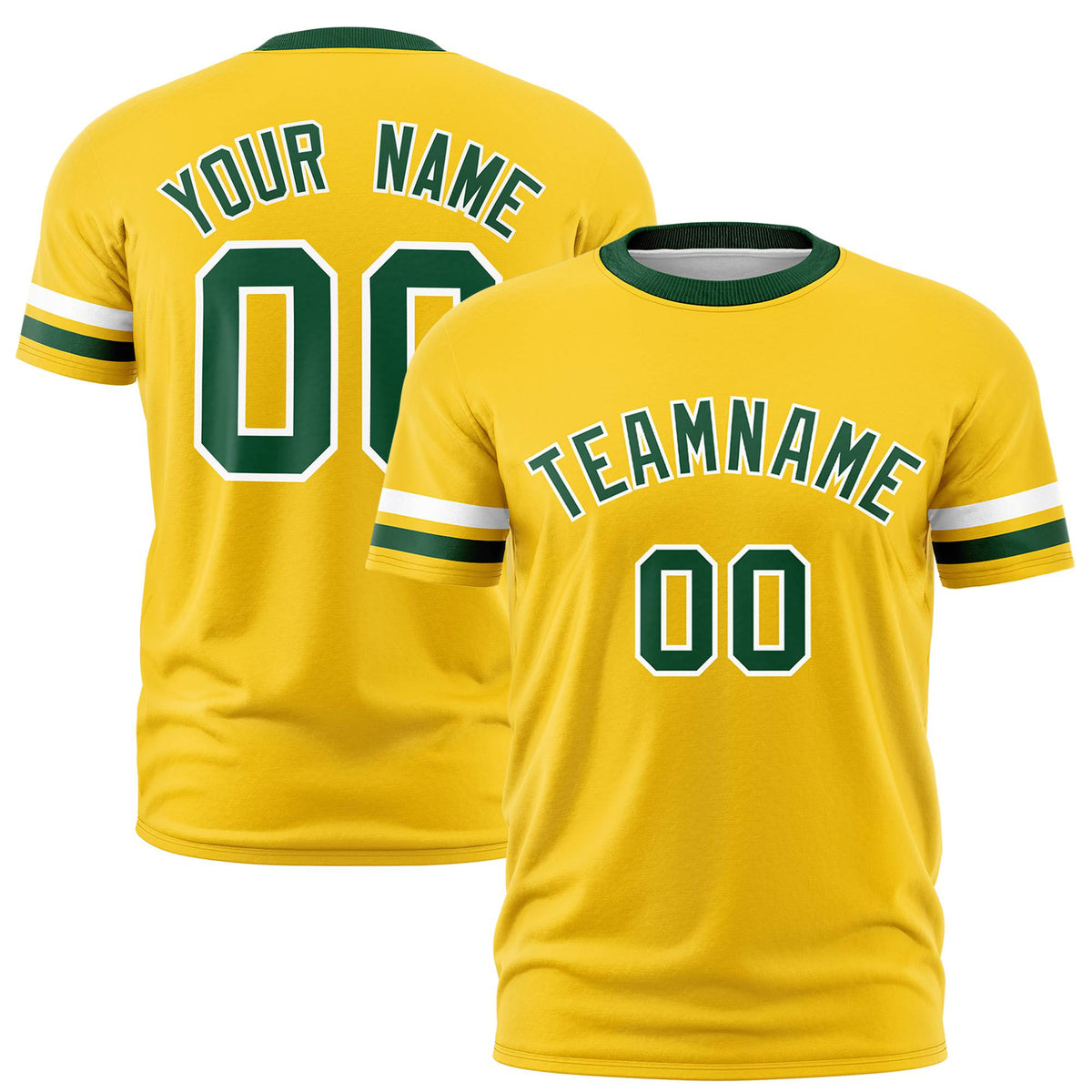Custom Gold01 White-Green Color Block Design Performance T-Shirt