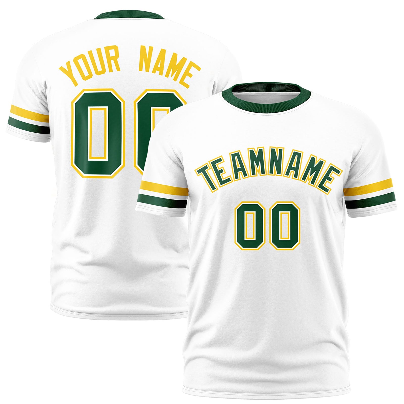 Custom White Gold01-Green Color Block Design Performance T-Shirt