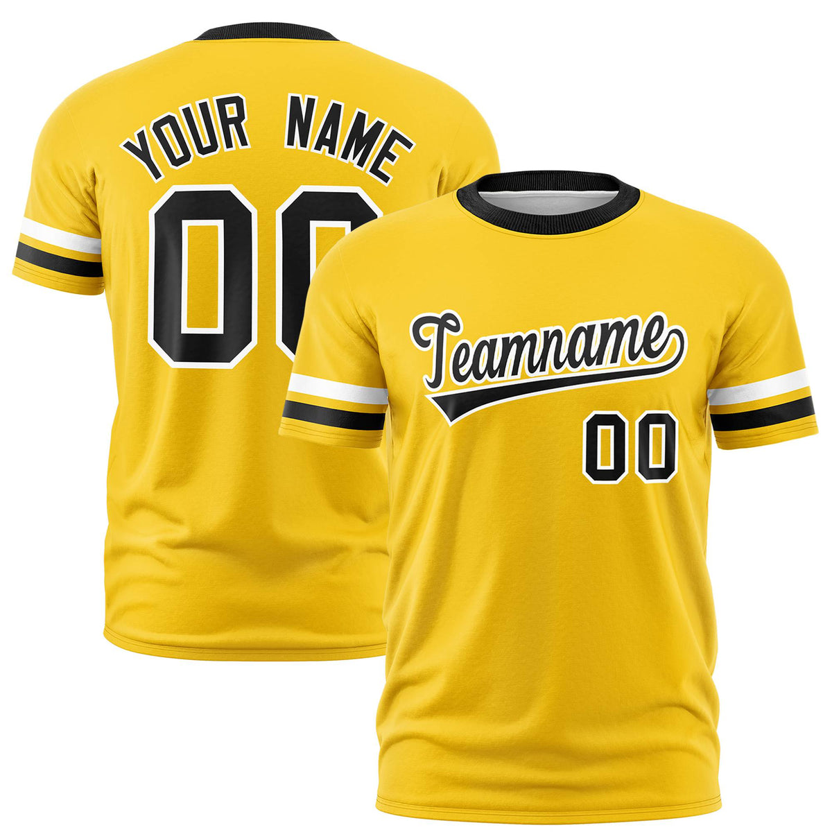 Custom Gold01 White-Black Color Block Design Performance T-Shirt