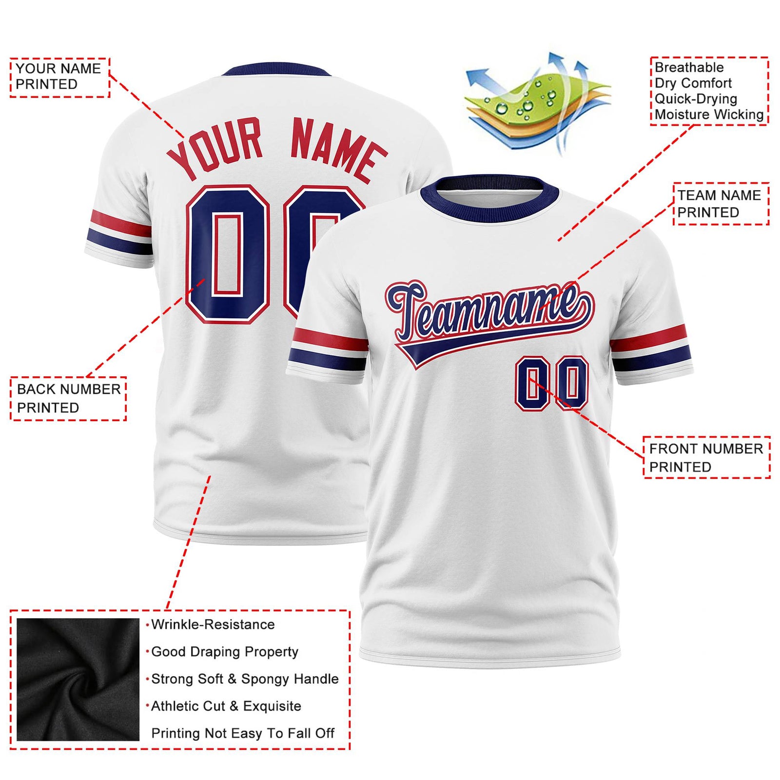 Custom Black White-Blue Color Block Design Performance T-Shirt