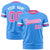 Custom Powder Blue White-Pink Color Block Design Performance T-Shirt