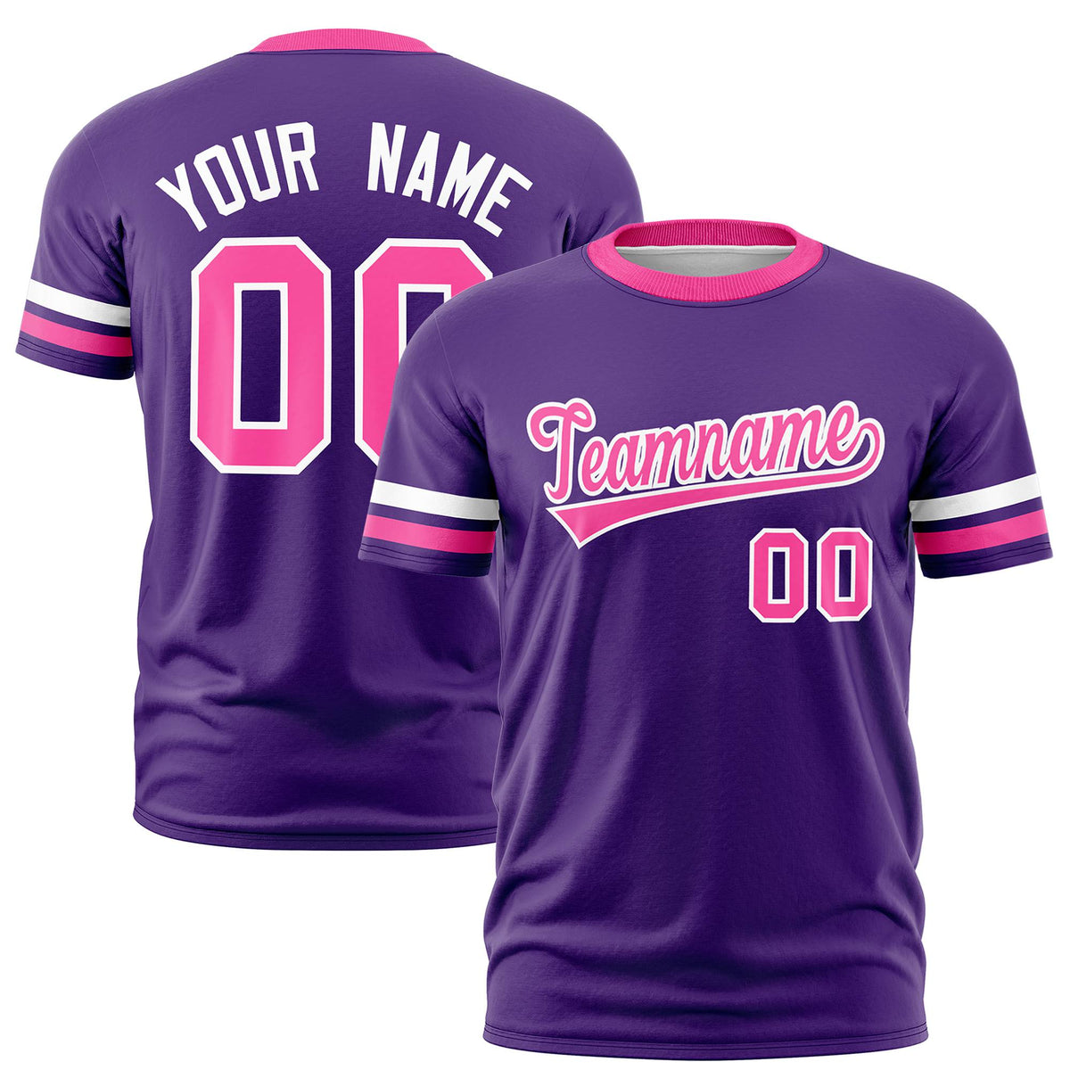 Custom Purple White-Pink Color Block Design Performance T-Shirt