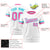 Custom White Sky Blue-Pink Color Block Design Performance T-Shirt