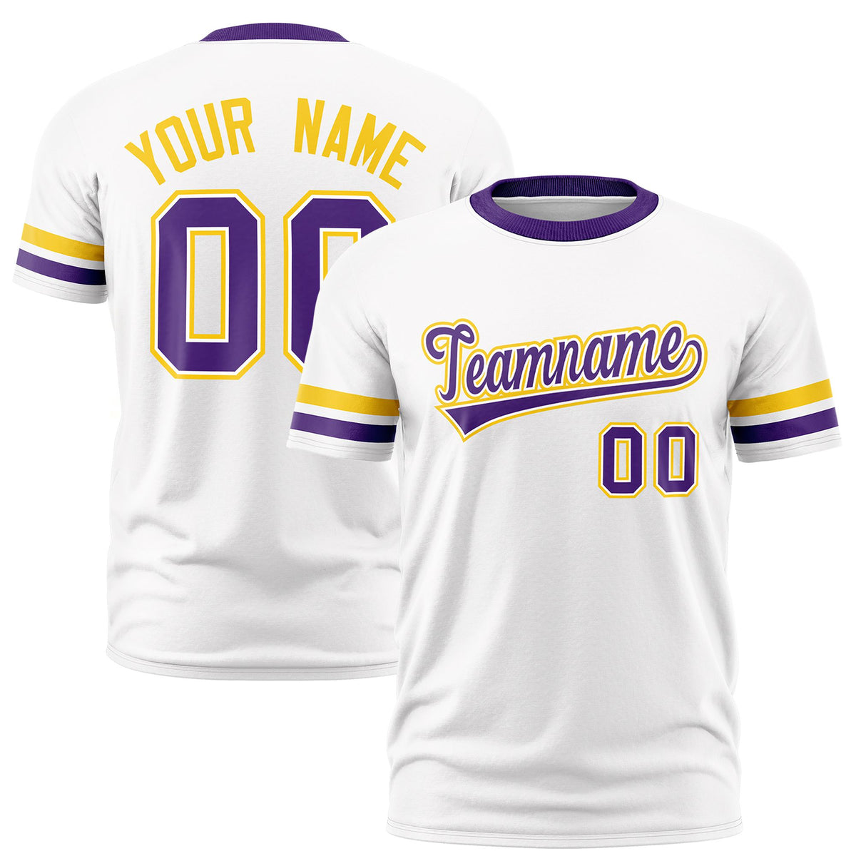 Custom White Gold01-Purple Color Block Design Performance T-Shirt