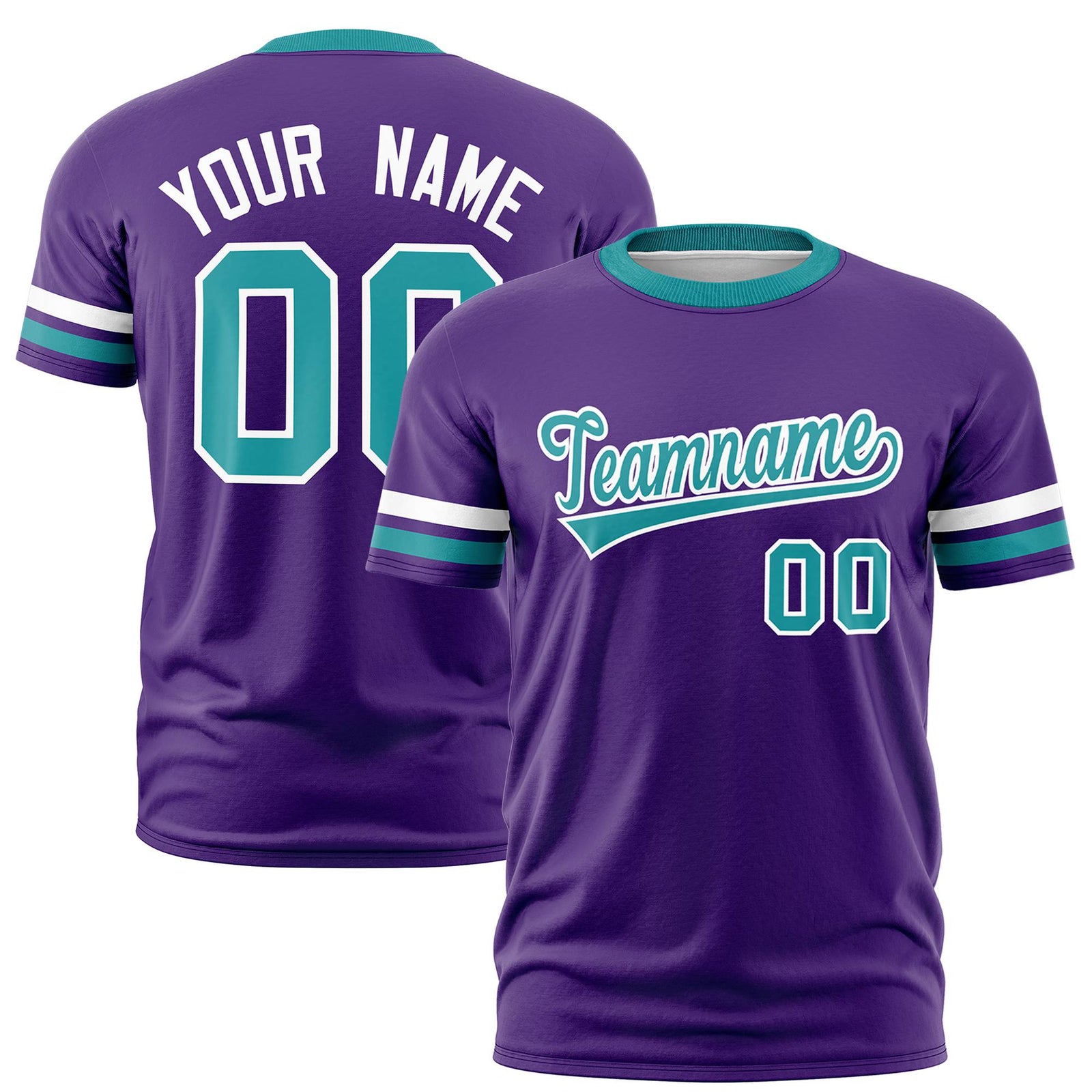 Custom Purple White-Aqua Color Block Design Performance T-Shirt