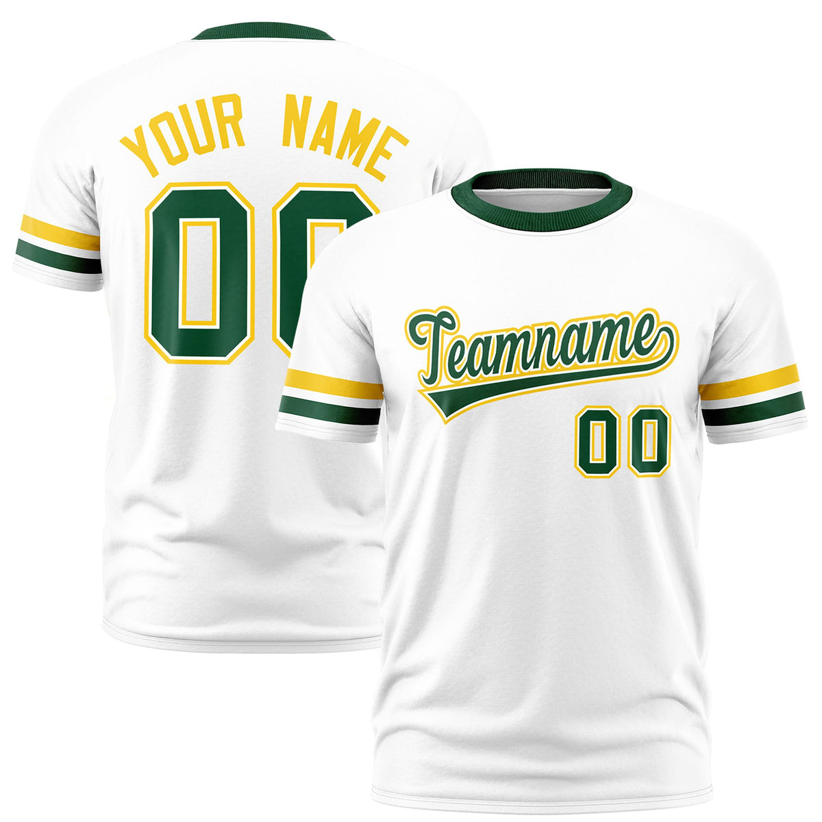 Custom White Gold01-Green Color Block Design Performance T-Shirt