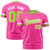 Custom Pink White-Neon Green Color Block Design Performance T-Shirt