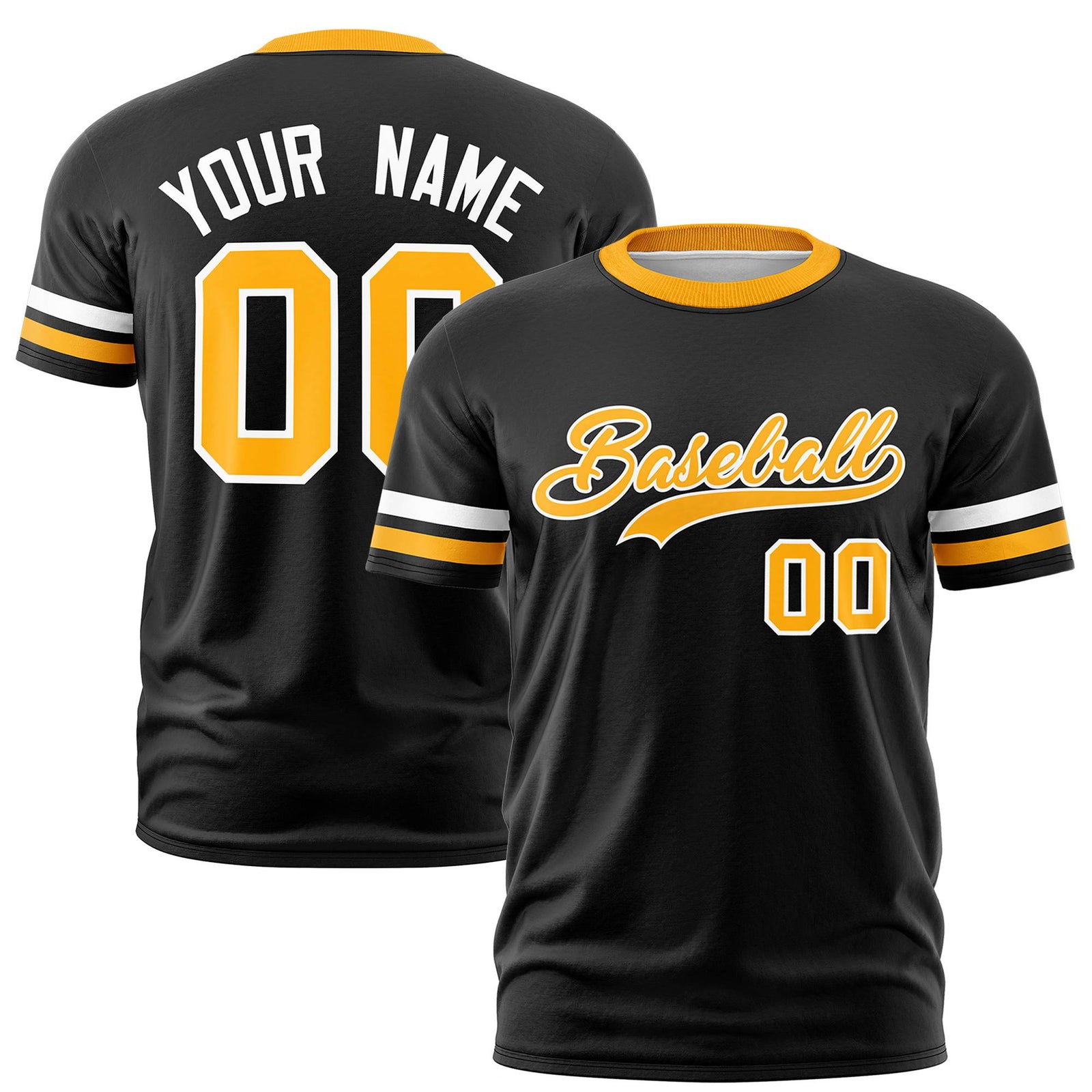 Custom Black White-Yellow Color Block Design Performance T-Shirt