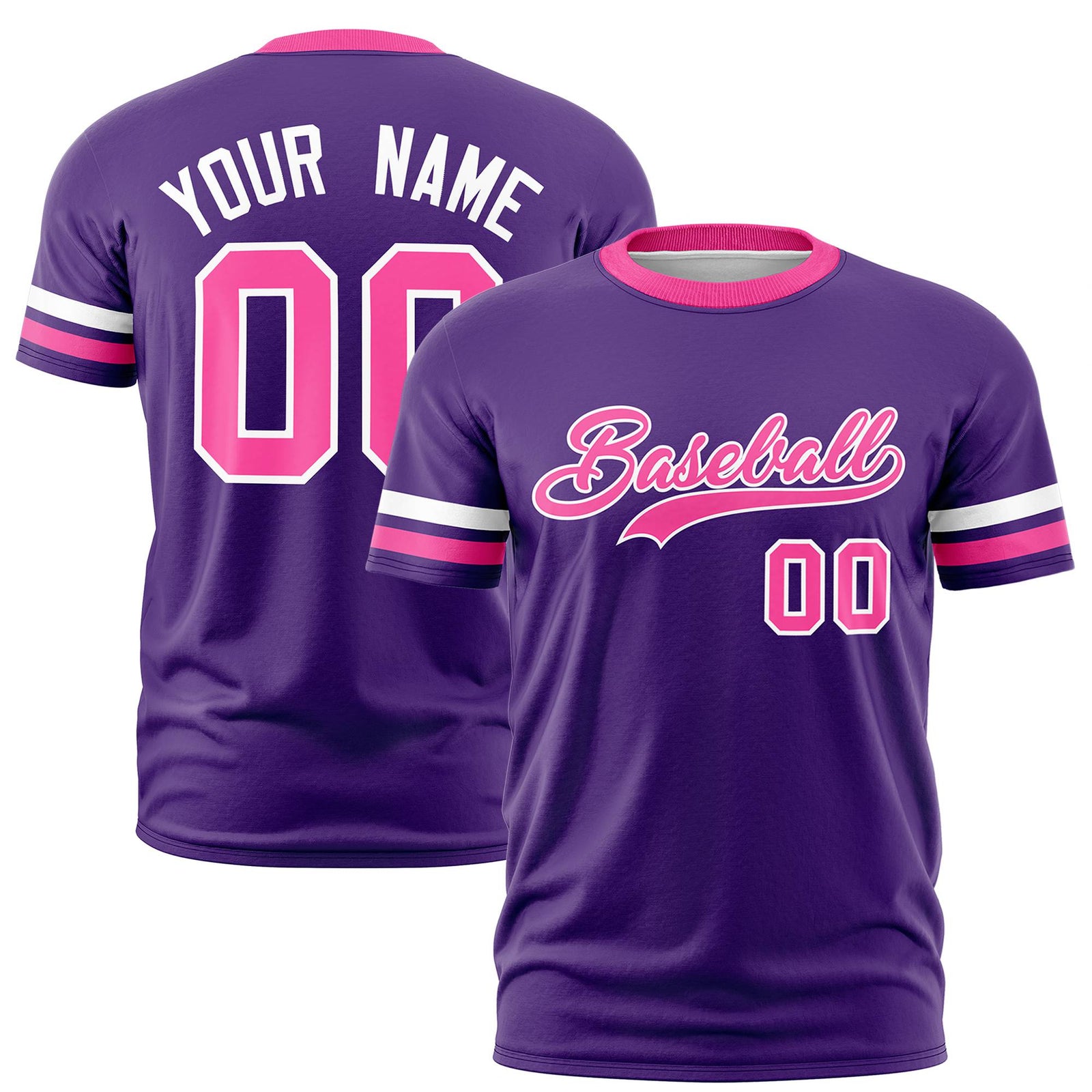 Custom Purple White-Pink Color Block Design Performance T-Shirt