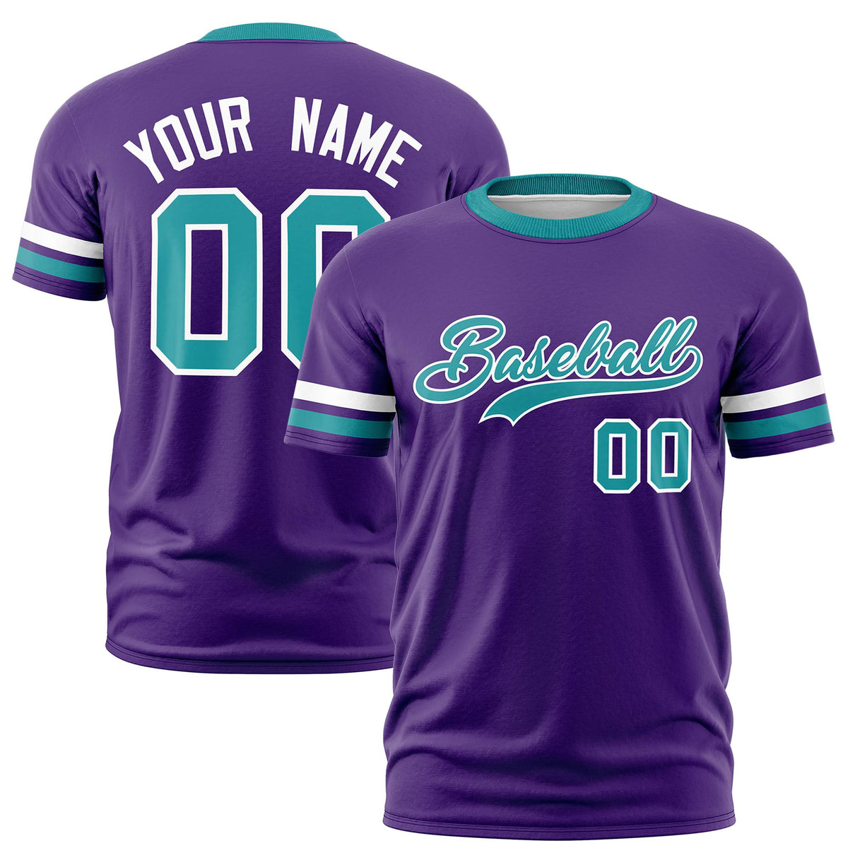 Custom Purple White-Aqua Color Block Design Performance T-Shirt