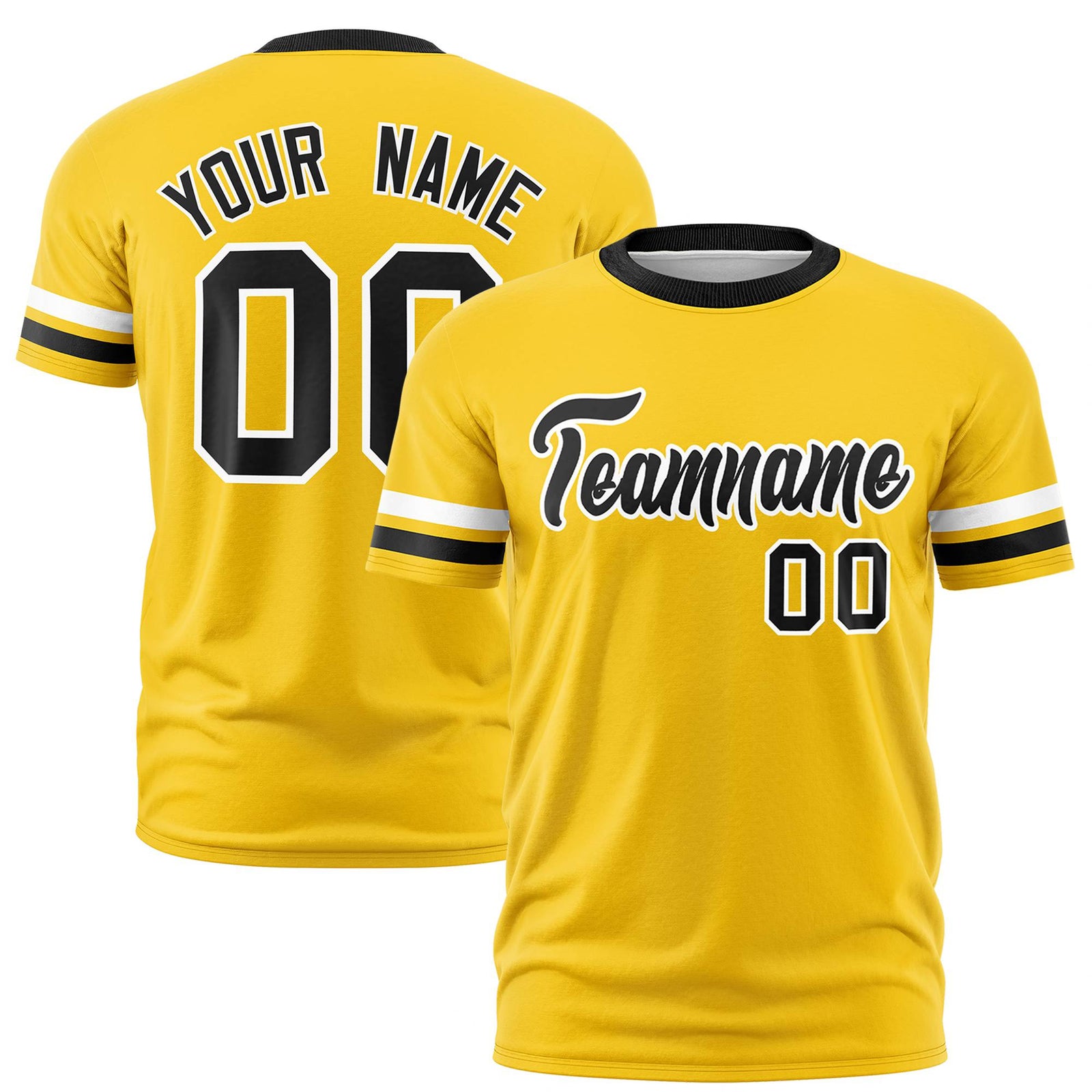 Custom Gold01 White-Black Color Block Design Performance T-Shirt