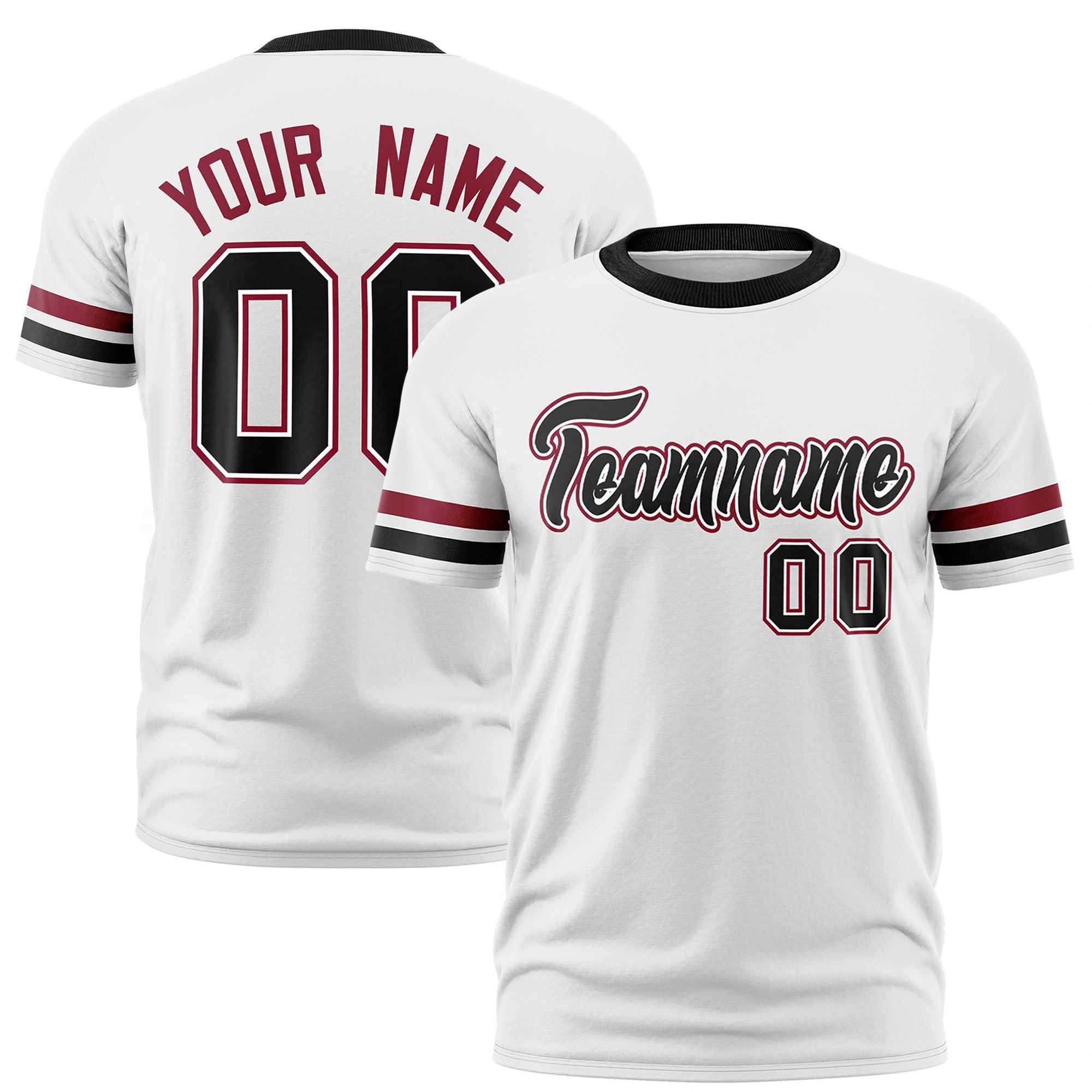 Custom White Crimson-Black Color Block Design Performance T-Shirt