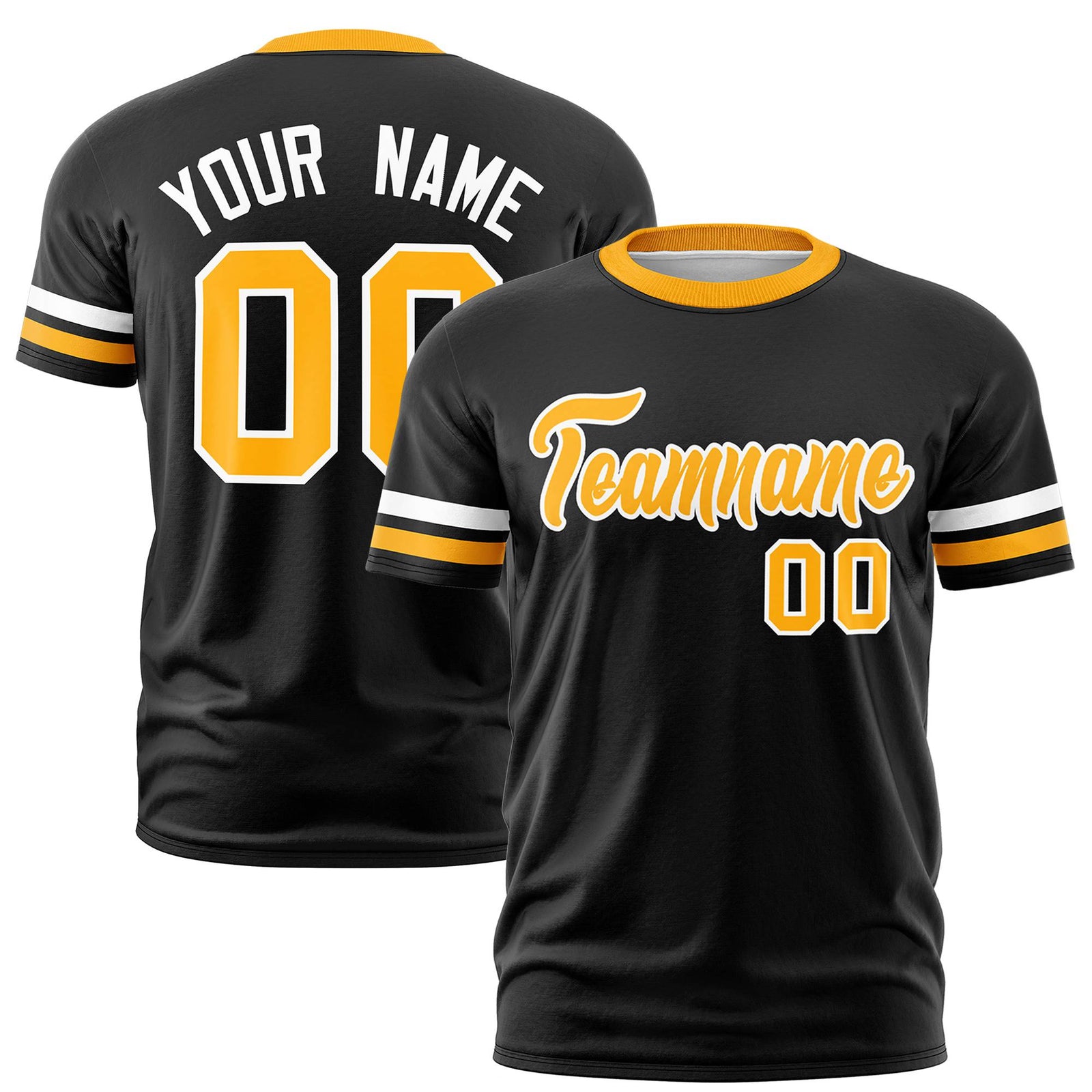 Custom Black White-Yellow Color Block Design Performance T-Shirt