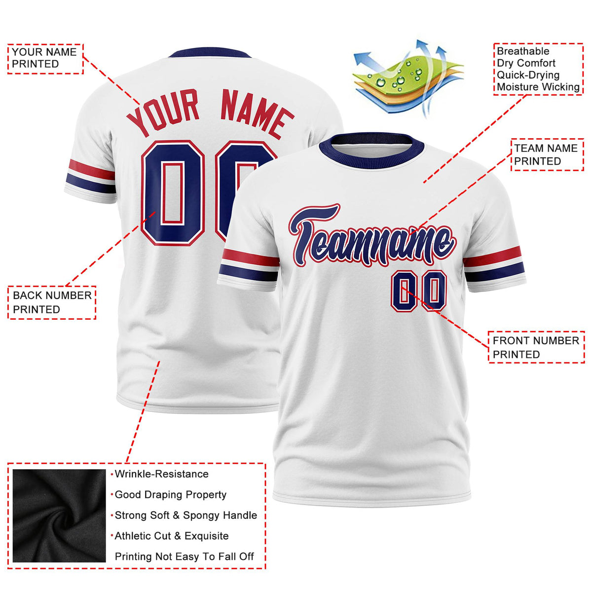 Custom Black White-Blue Color Block Design Performance T-Shirt