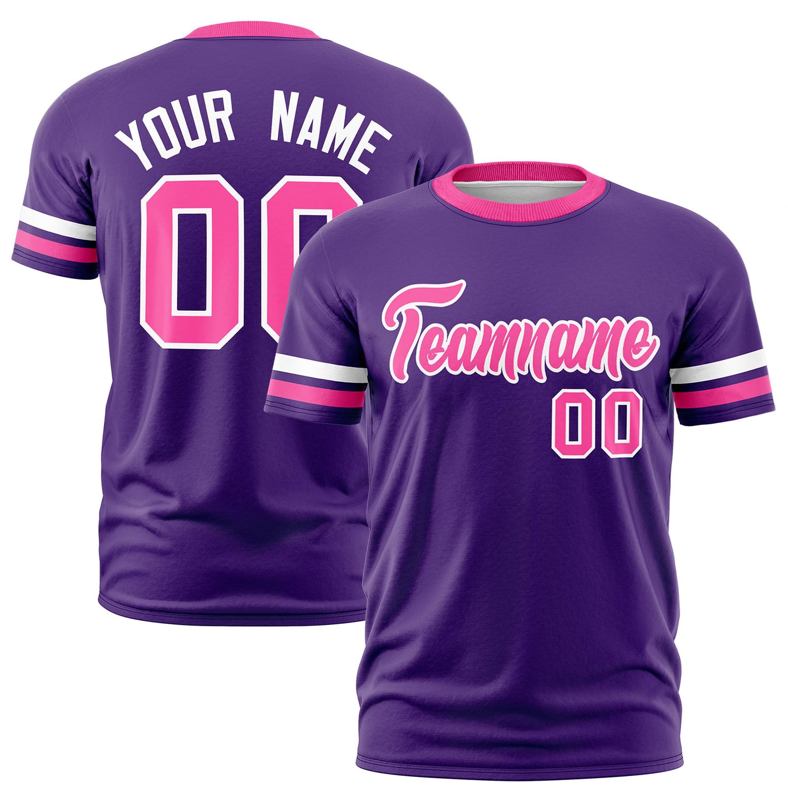 Custom Purple White-Pink Color Block Design Performance T-Shirt