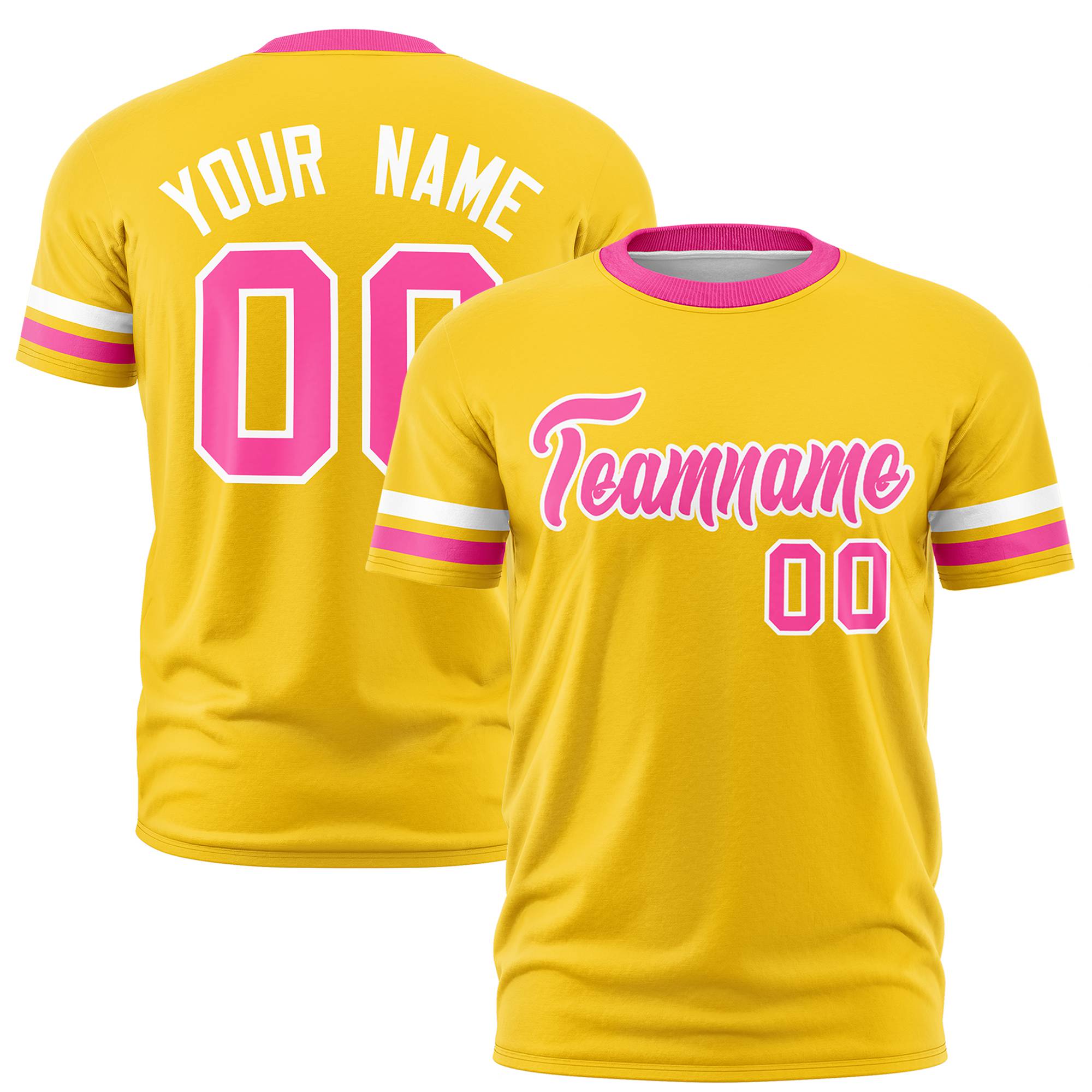 Custom Gold01 White-Pink Color Block Design Performance T-Shirt