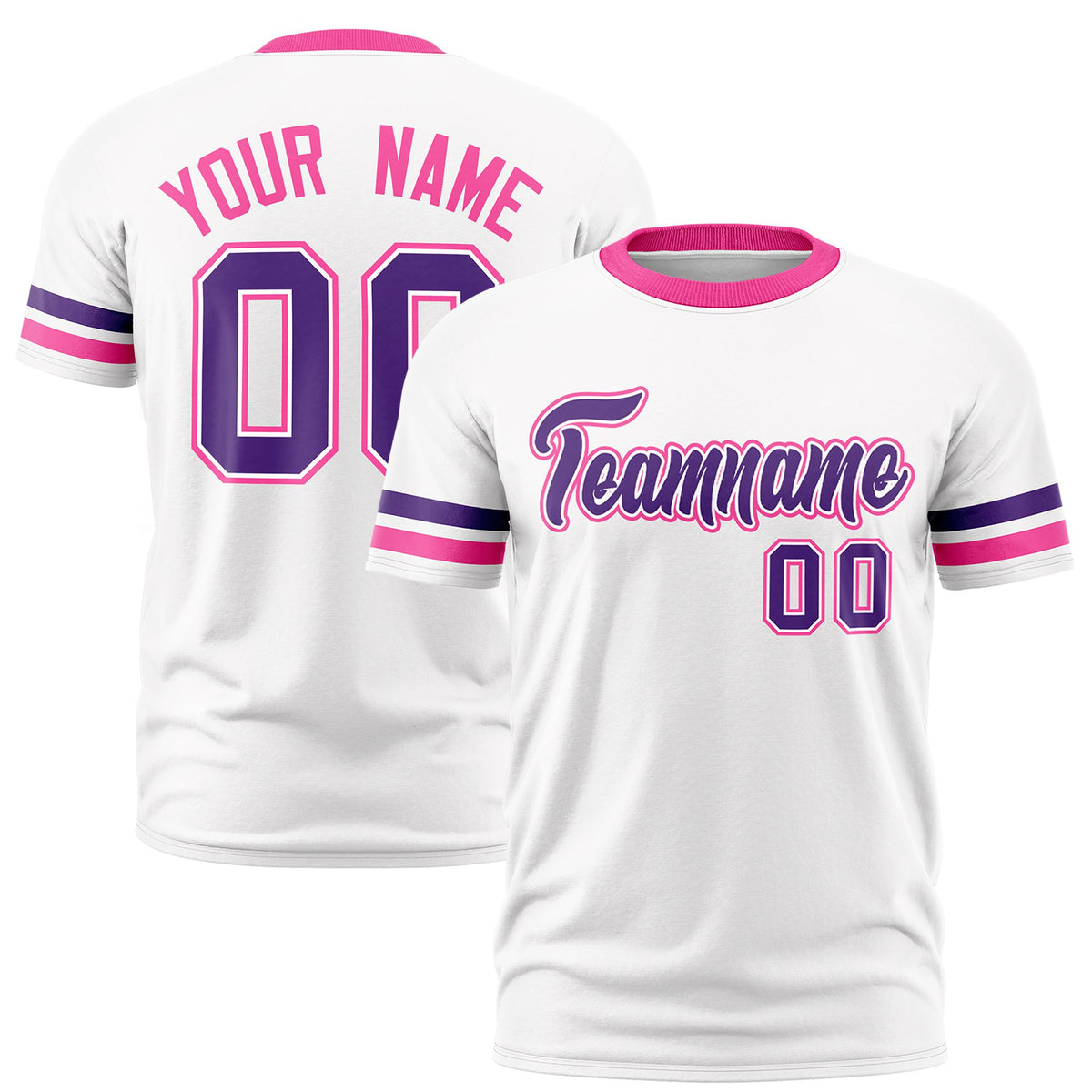Custom White Purple-Pink Color Block Design Performance T-Shirt