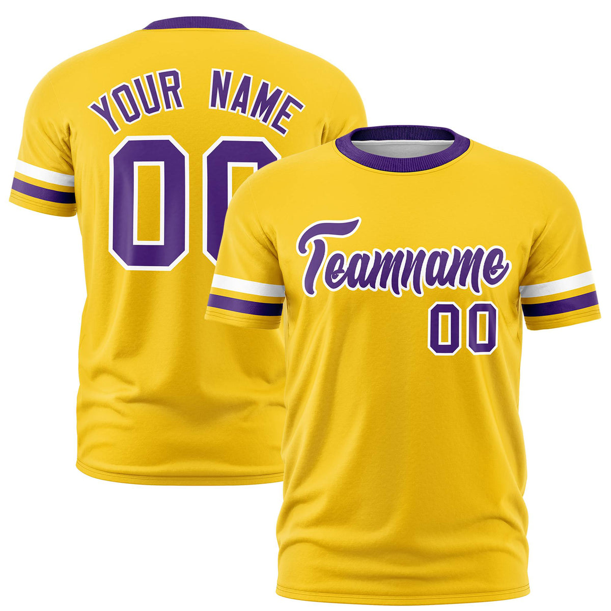 Custom Gold01 White-Purple Color Block Design Performance T-Shirt