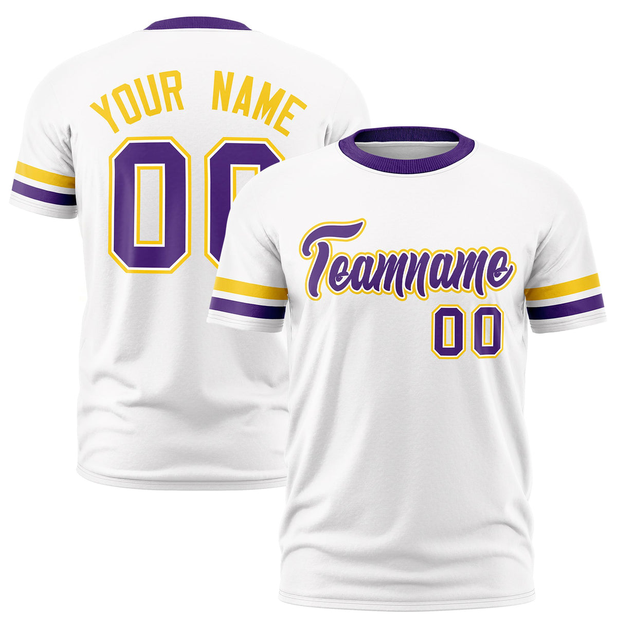 Custom White Gold01-Purple Color Block Design Performance T-Shirt
