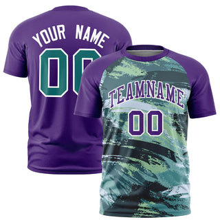 Custom Purple Aqua Abstract Brush Stroke Performance T-Shirt - Style 1