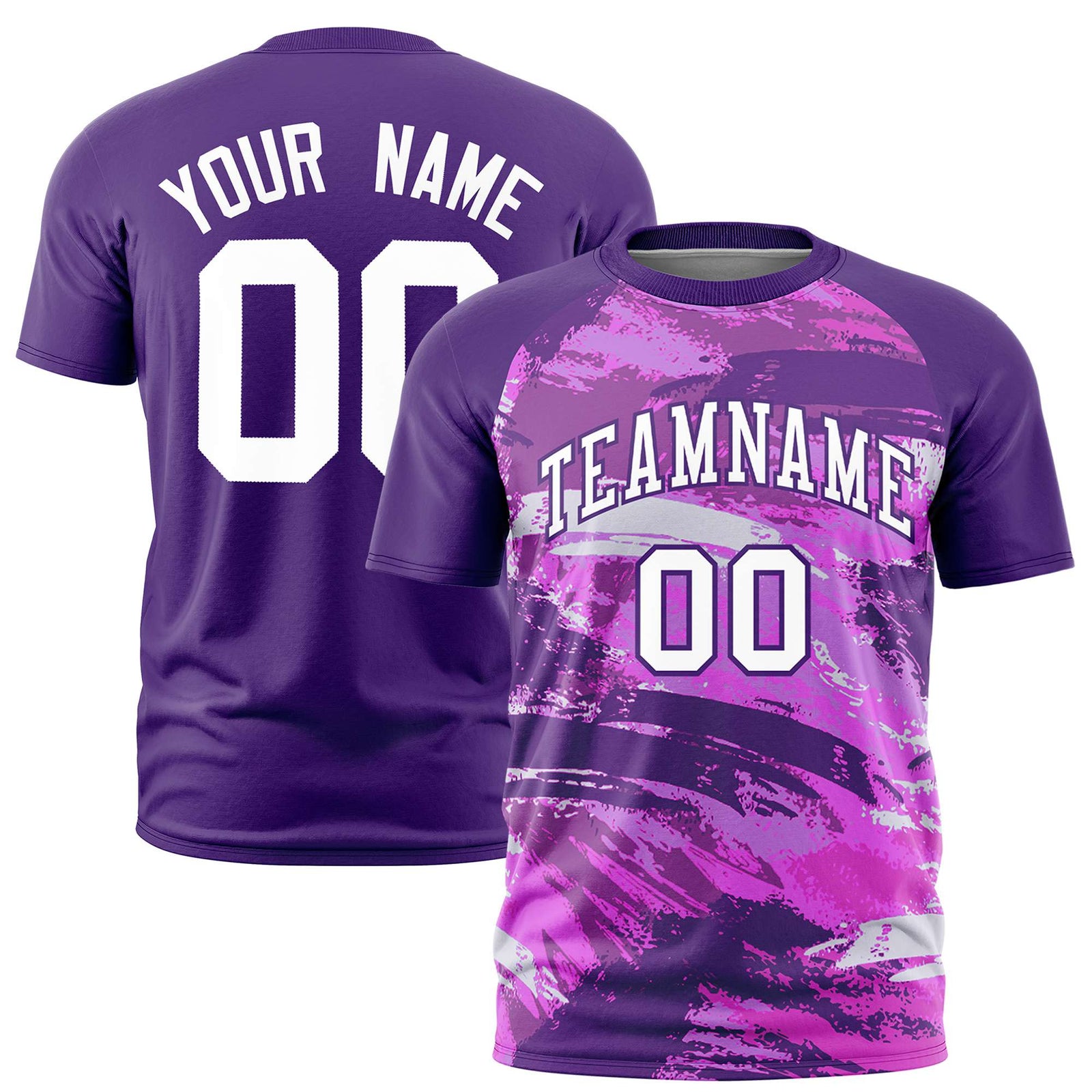 Custom Purple White Abstract Brush Stroke Performance T-Shirt