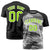 Custom Black Neon Green Abstract Brush Stroke Performance T-Shirt