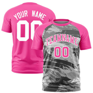 Custom Pink Gray Abstract Brush Stroke Performance T-Shirt - Style 1