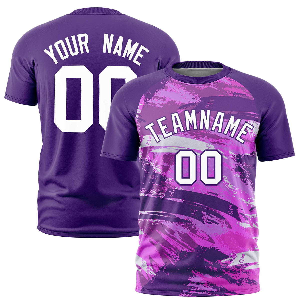 Custom Purple White Abstract Brush Stroke Performance T-Shirt