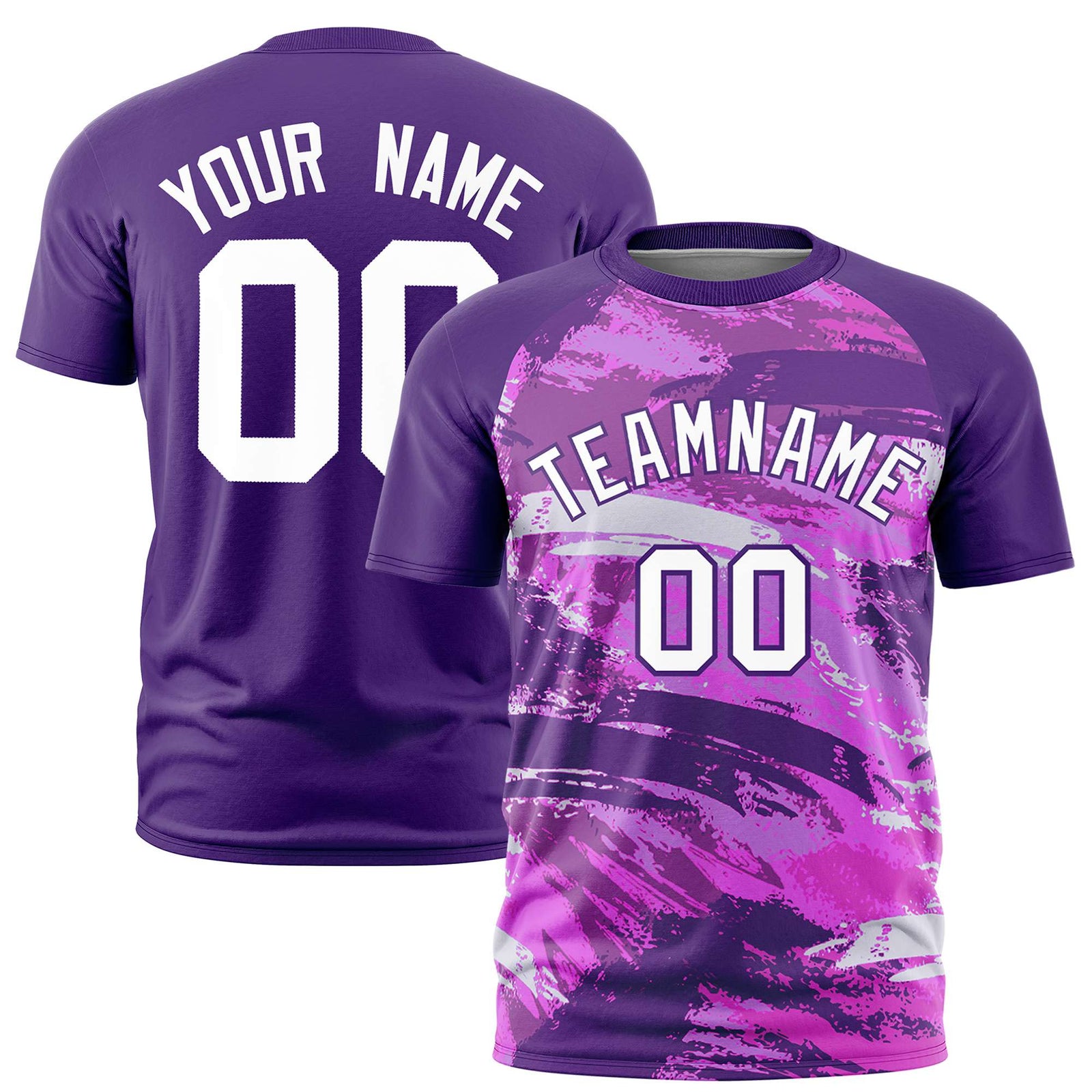 Custom Purple White Abstract Brush Stroke Performance T-Shirt