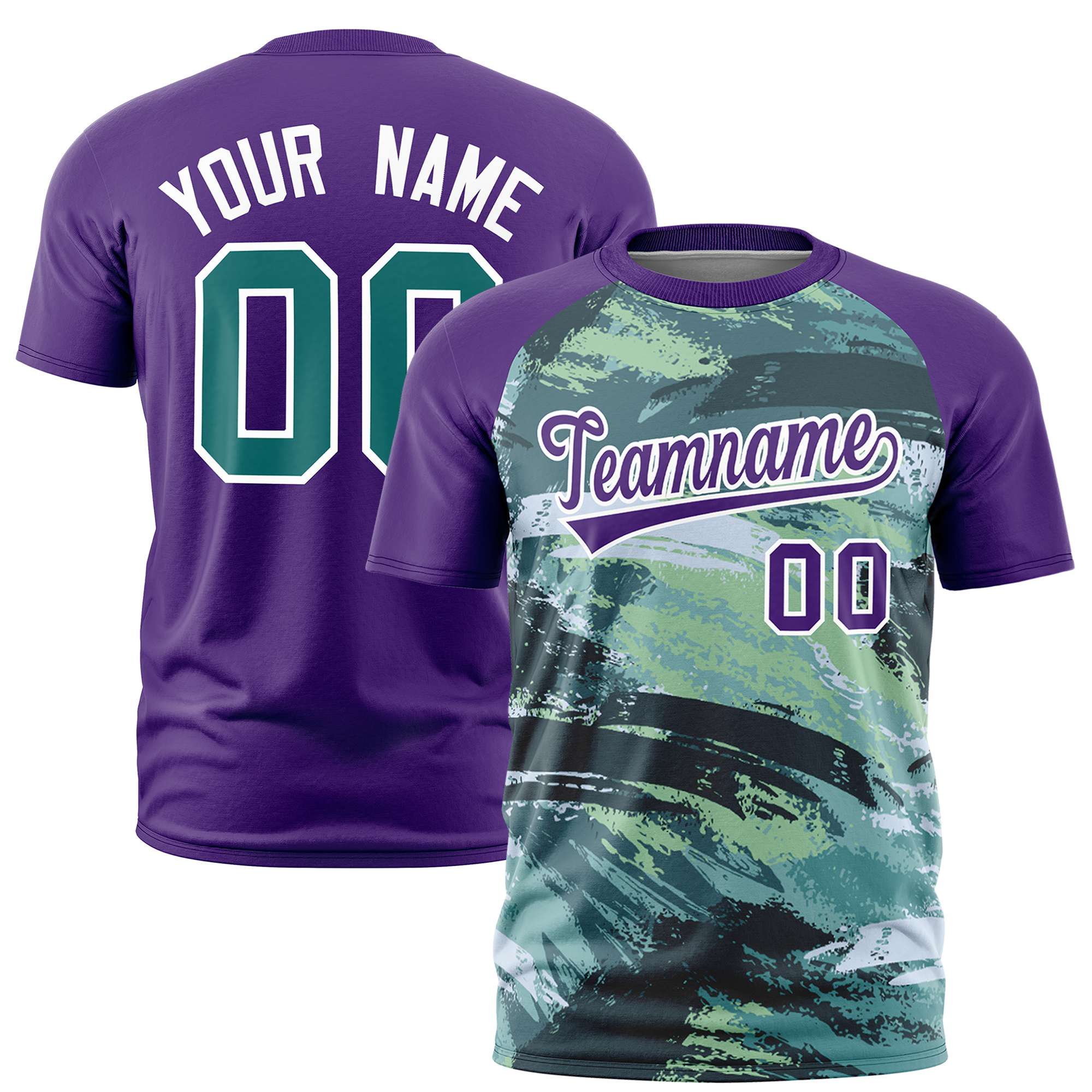 Custom Purple Aqua Abstract Brush Stroke Performance T-Shirt