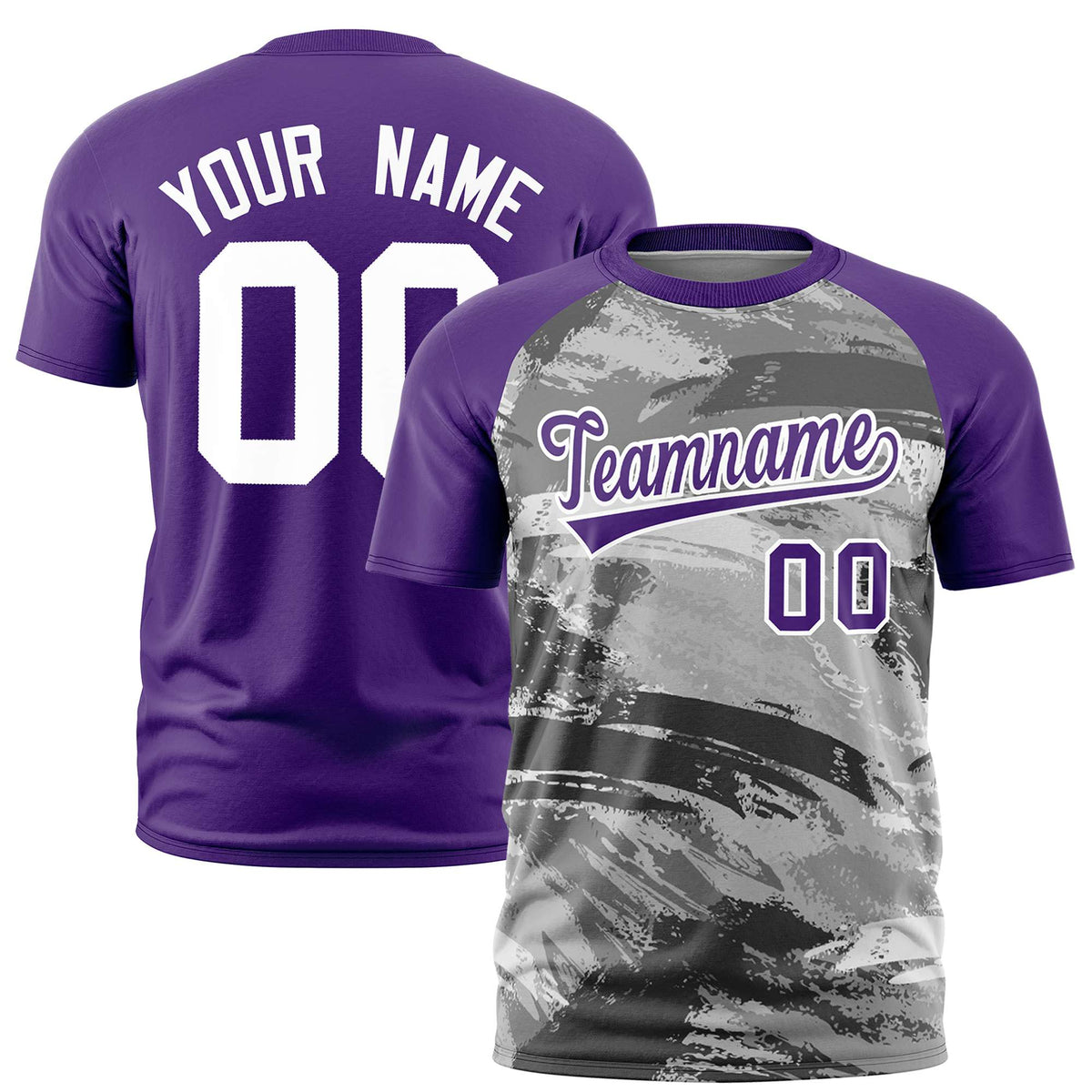 Custom Purple Gray Abstract Brush Stroke Performance T-Shirt