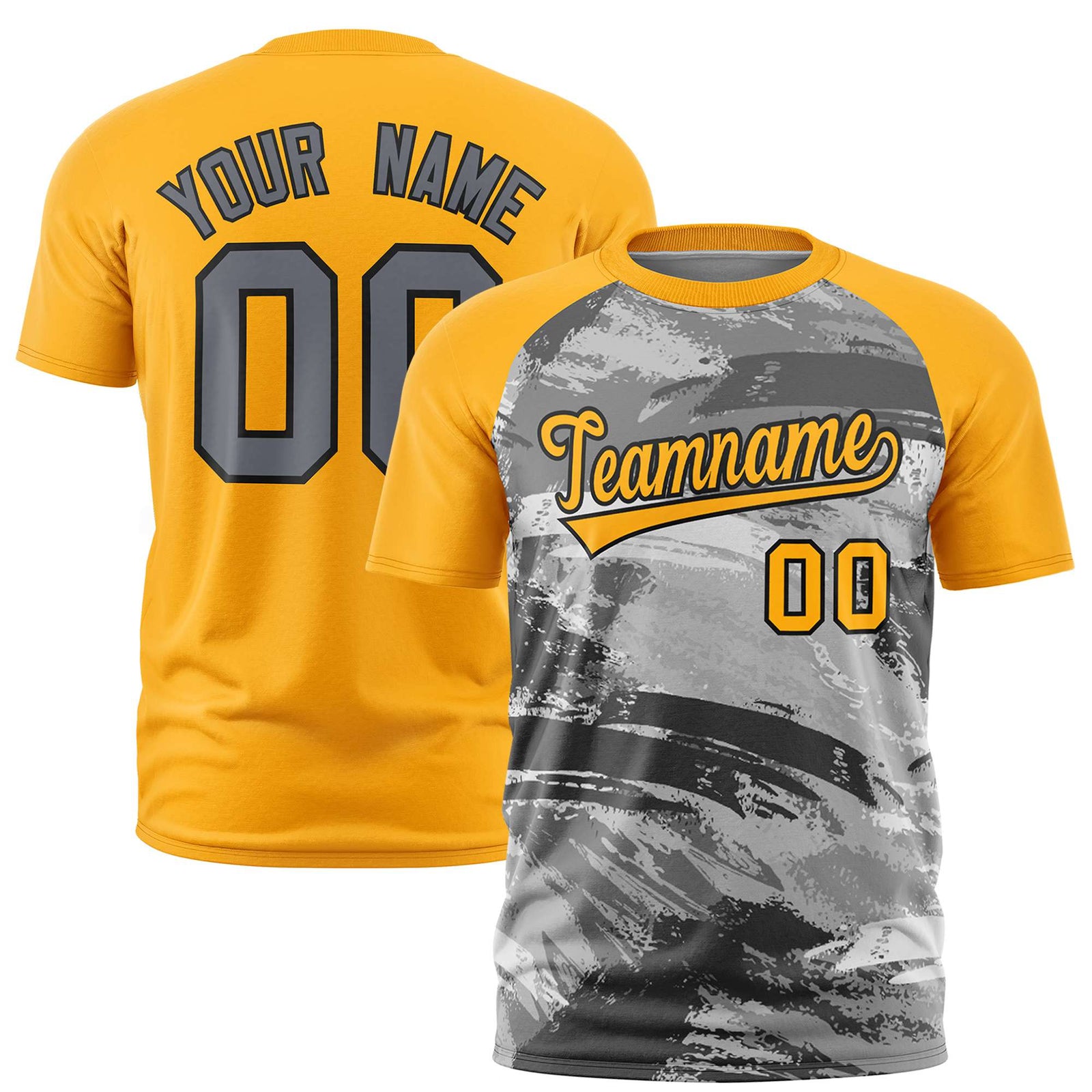 Custom Yellow Gray Abstract Brush Stroke Performance T-Shirt