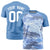 Custom Light Blue White Abstract Brush Stroke Performance T-Shirt