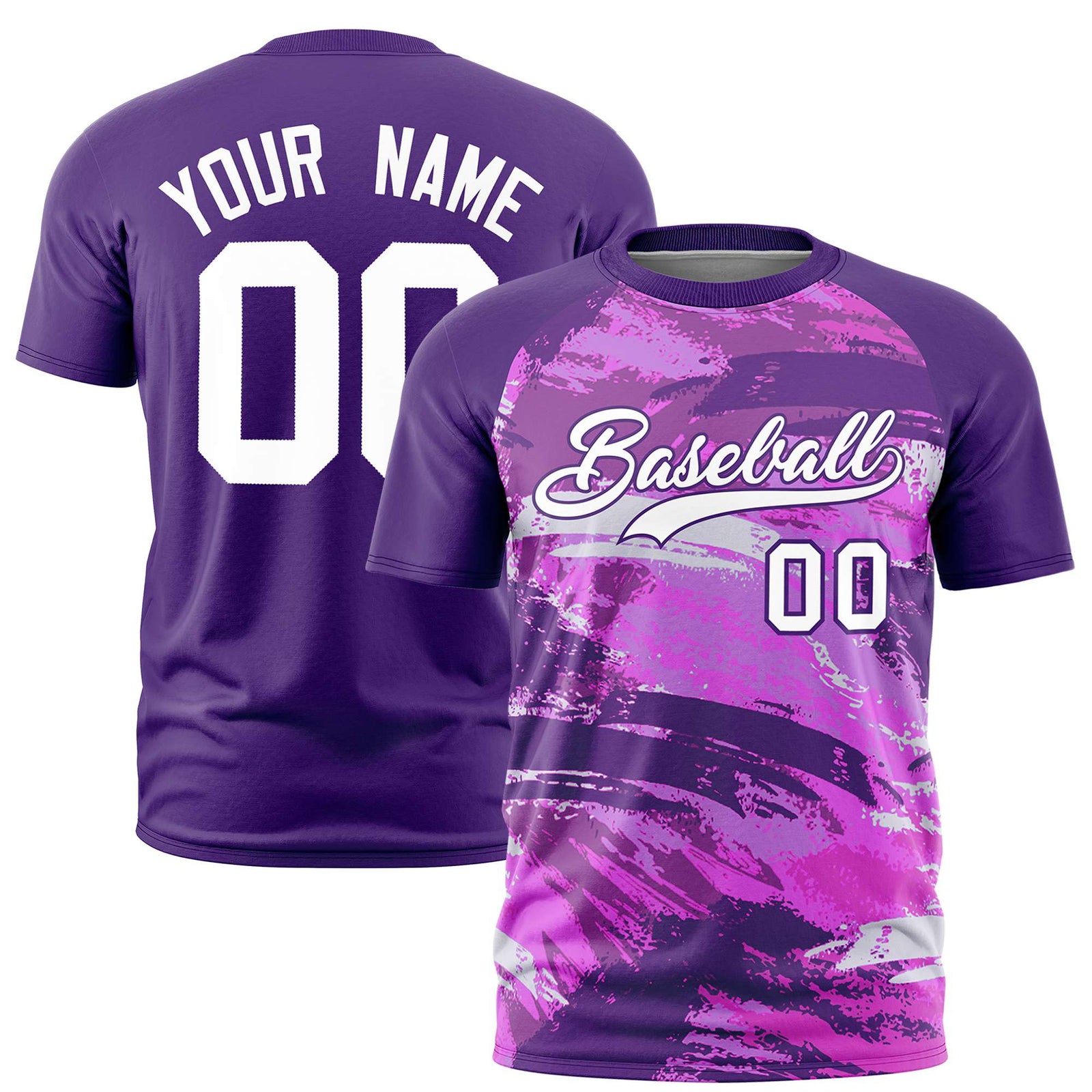 Custom Purple White Abstract Brush Stroke Performance T-Shirt