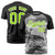 Custom Black Neon Green Abstract Brush Stroke Performance T-Shirt