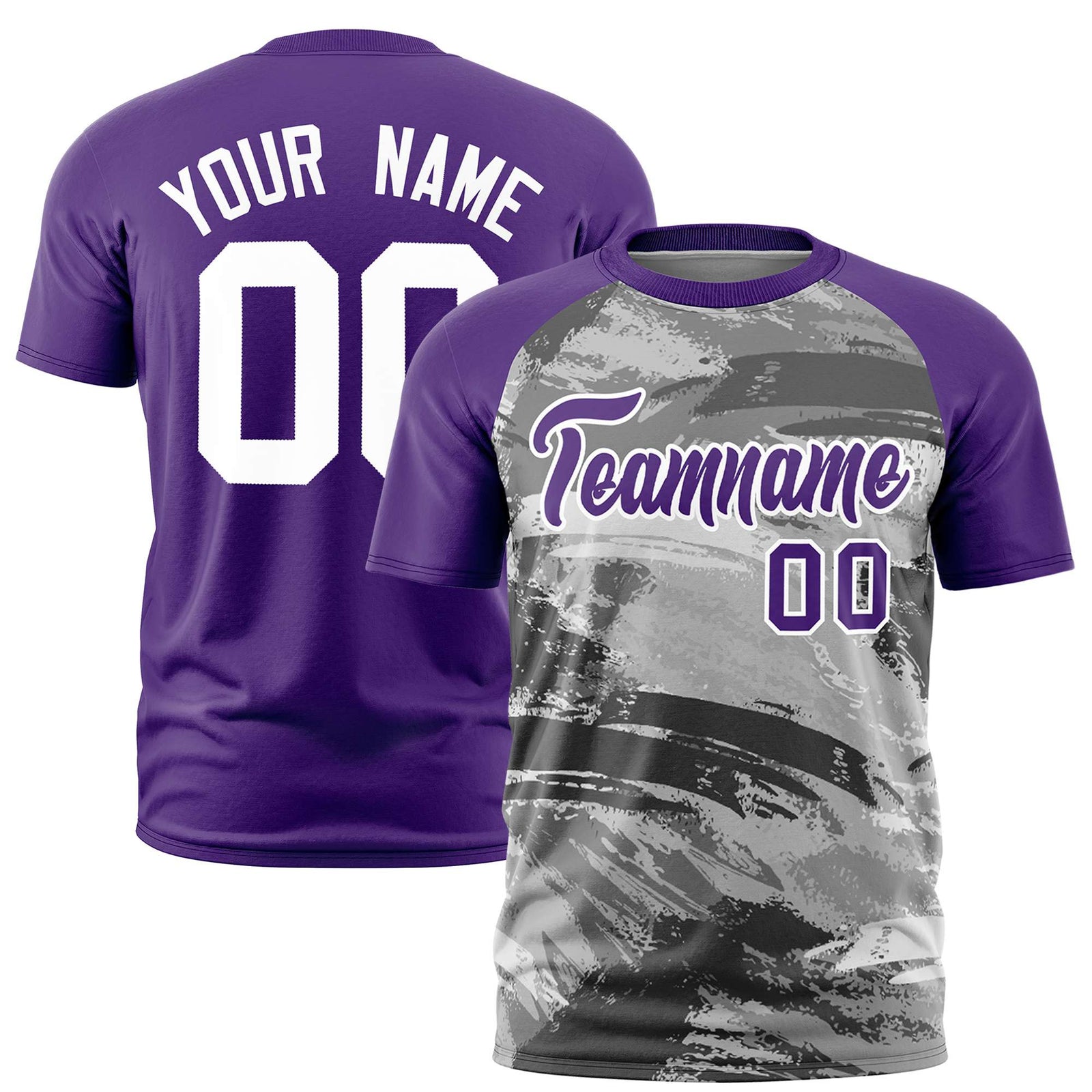 Custom Purple Gray Abstract Brush Stroke Performance T-Shirt