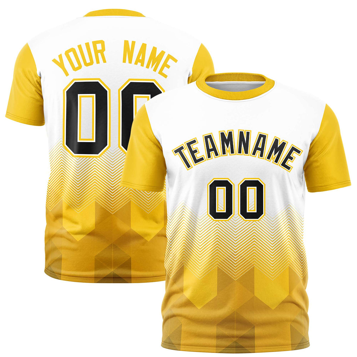 Custom White Gold-01 Gradient Ripple Fashion Raglan Sleeves Performance T-Shirt